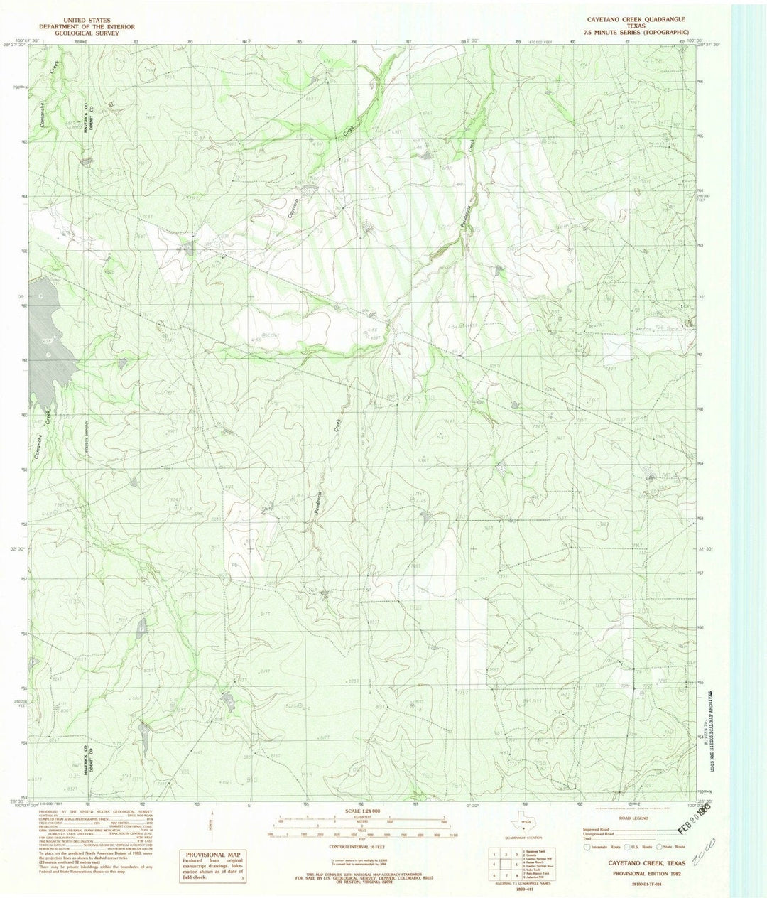1982 Cayetano Creek, TX - Texas - USGS Topographic Map