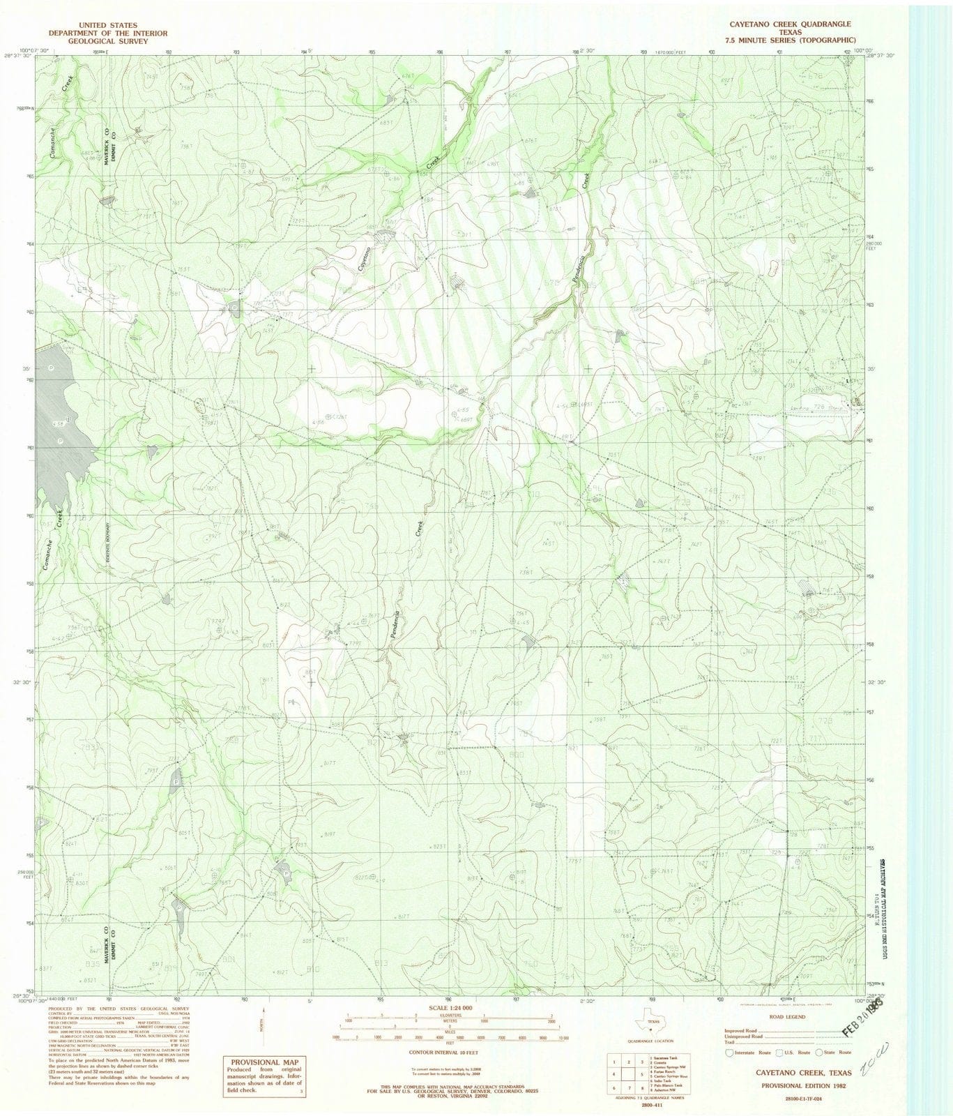 1982 Cayetano Creek, TX - Texas - USGS Topographic Map