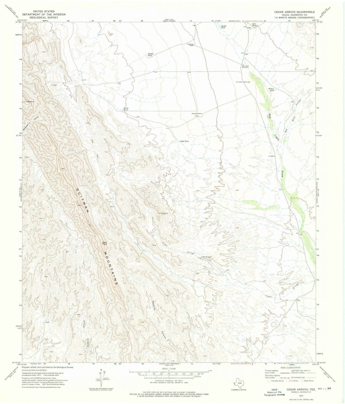 1972 Cedar Arroyo, TX - Texas - USGS Topographic Map