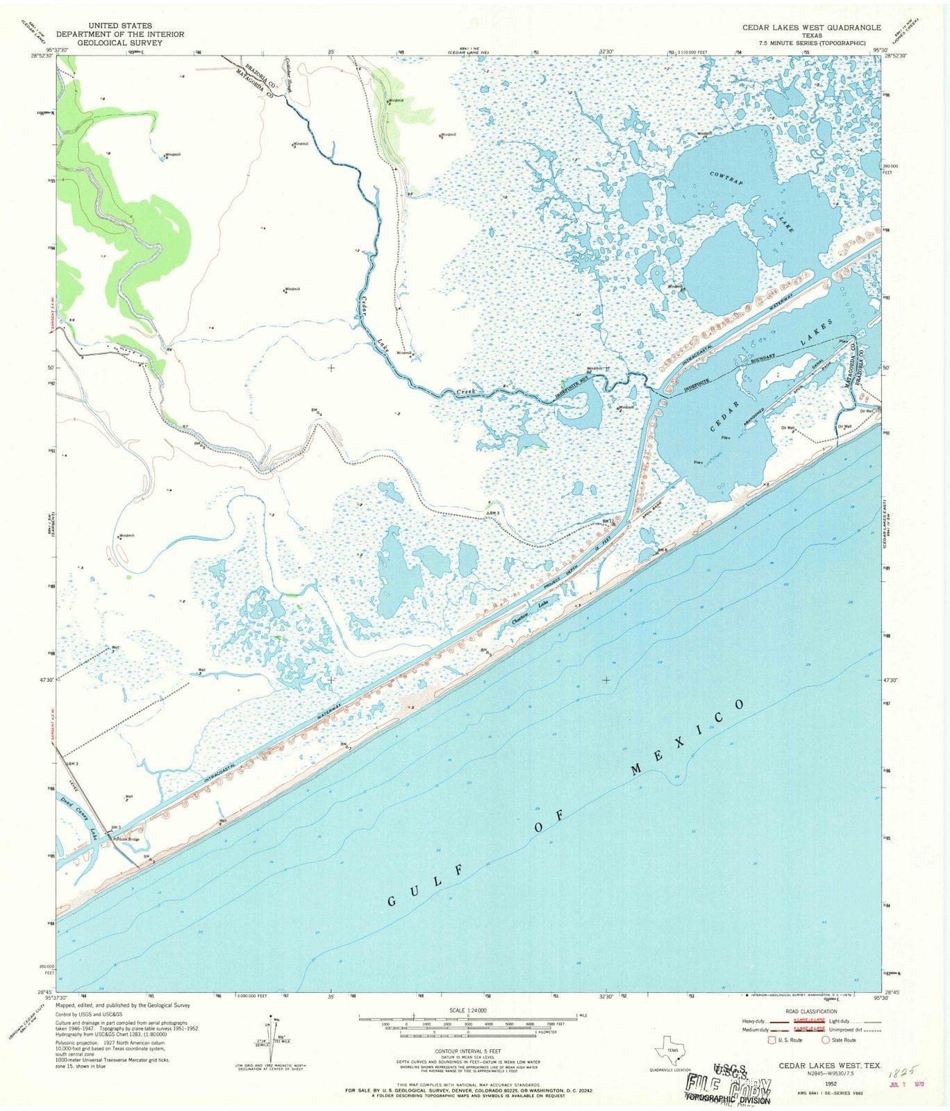 1952 Cedar Lakes West, TX - Texas - USGS Topographic Map