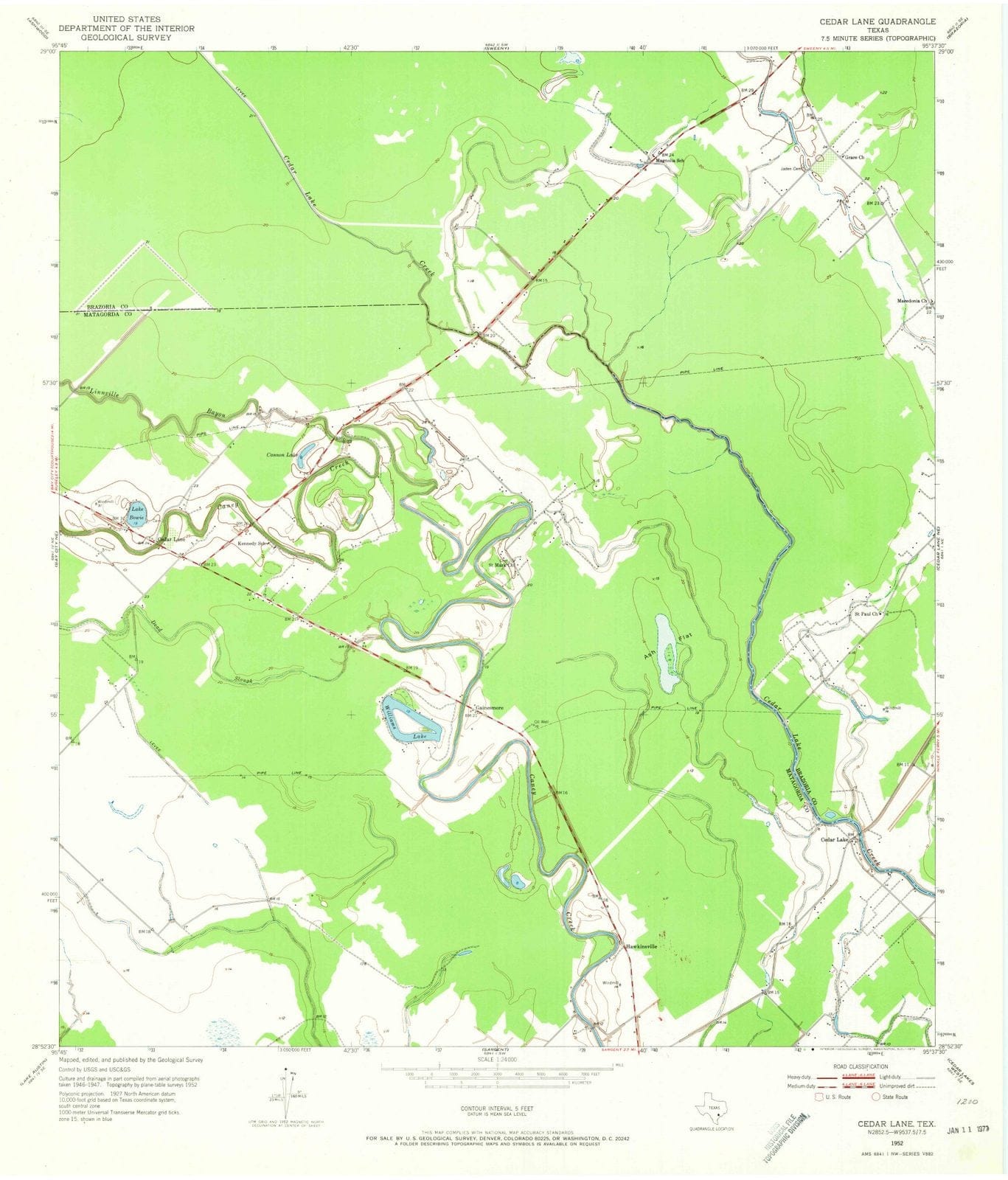 1952 Cedar Lane, TX - Texas - USGS Topographic Map v2