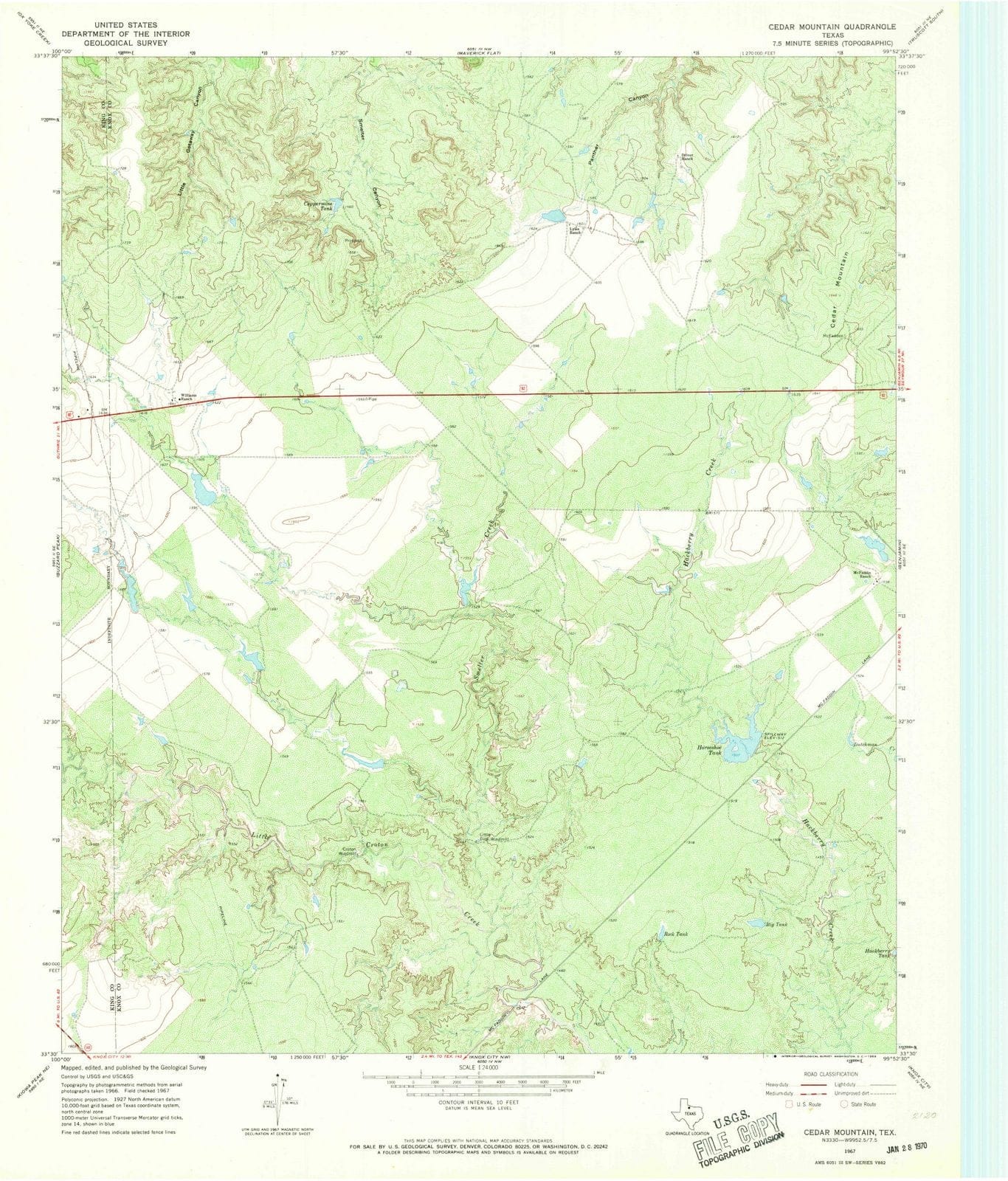 1967 Cedar Mountain, TX - Texas - USGS Topographic Map