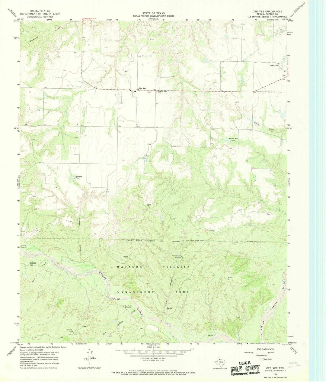 1966 CEE Vee, TX - Texas - USGS Topographic Map
