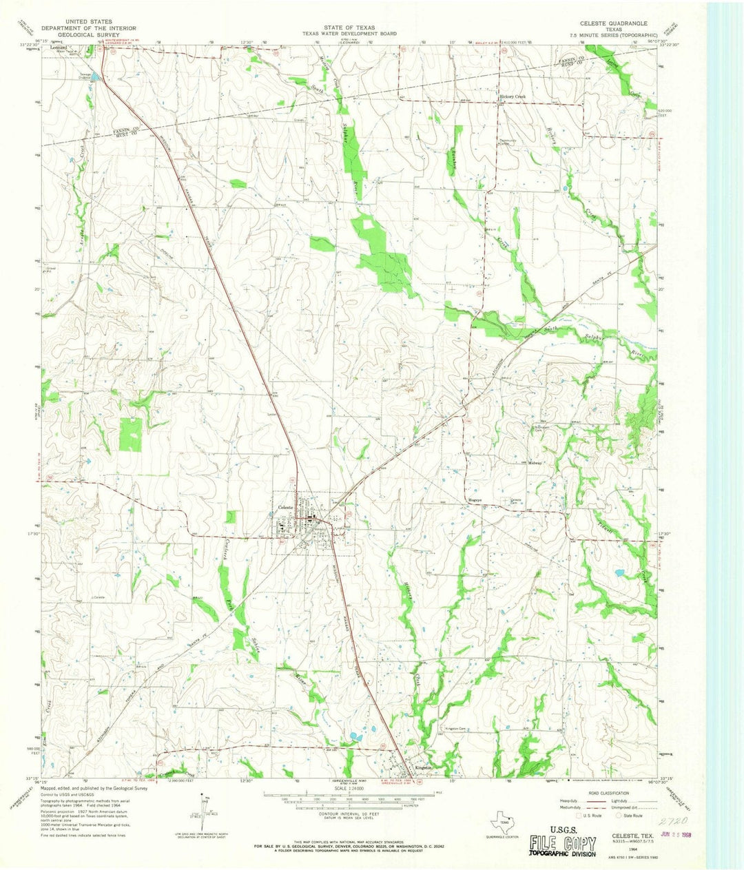 1964 Celeste, TX - Texas - USGS Topographic Map