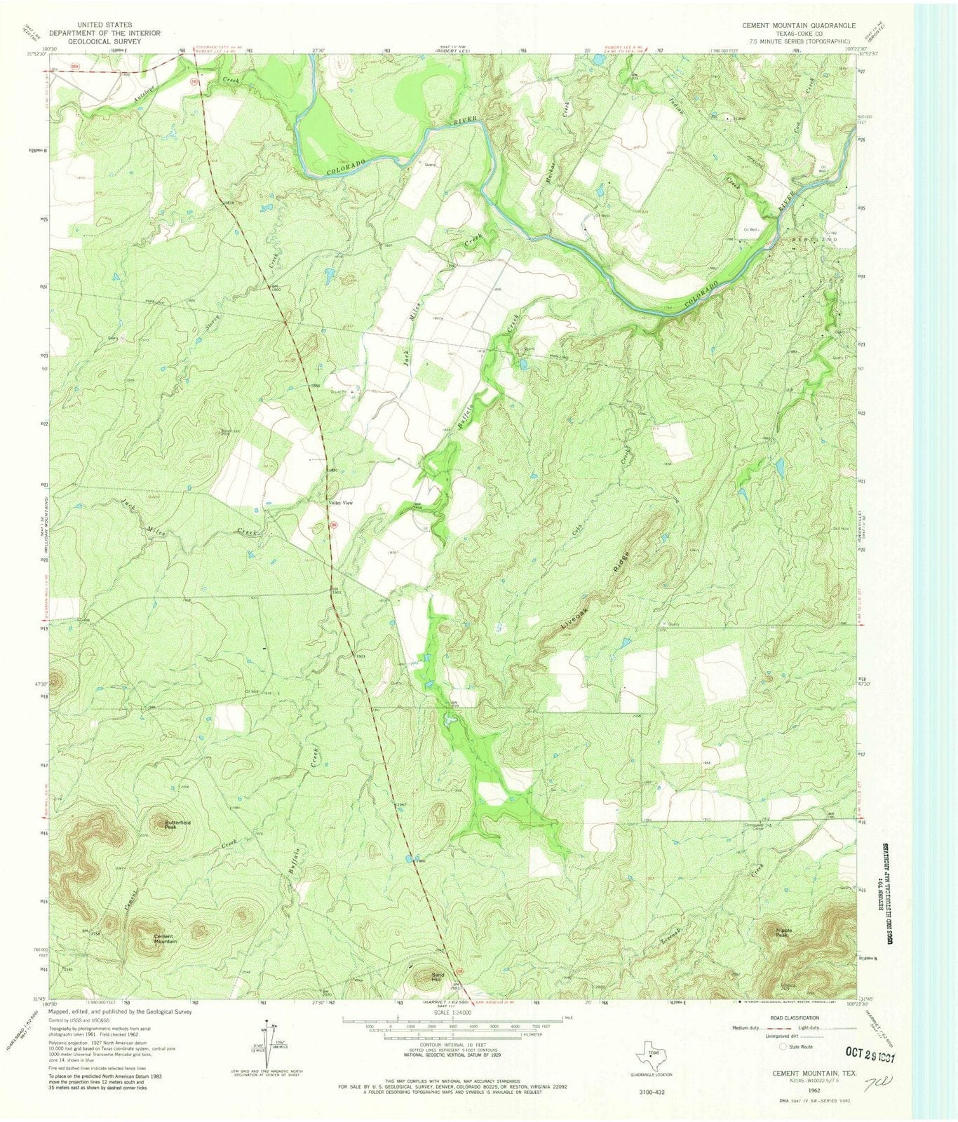 1962 Cement Mountain, TX - Texas - USGS Topographic Map