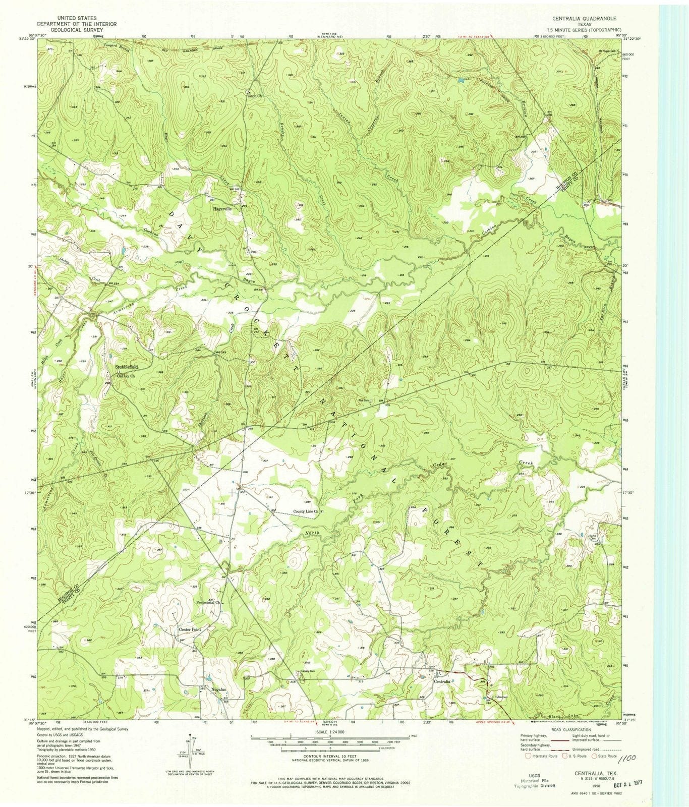 1950 Centralia, TX - Texas - USGS Topographic Map