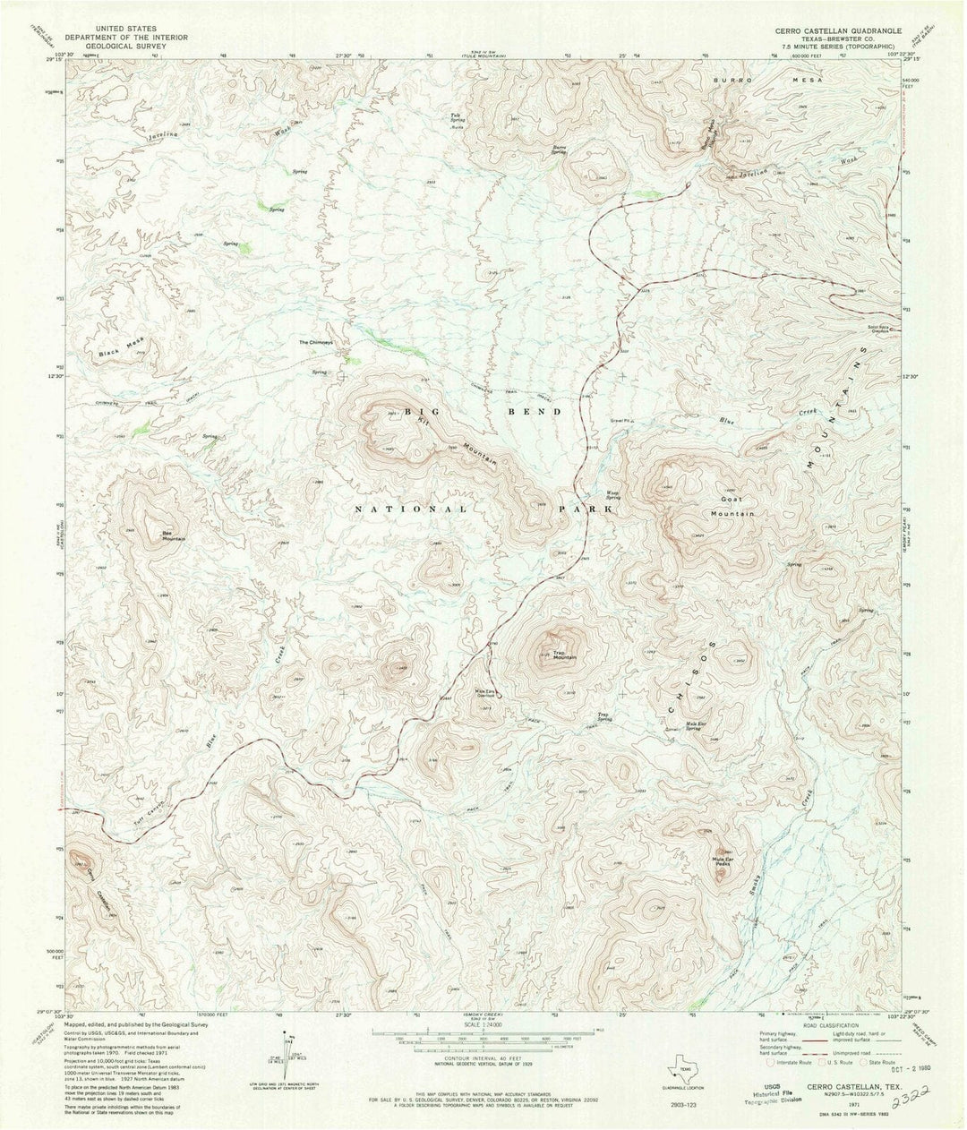 1971 Cerro Castellan, TX - Texas - USGS Topographic Map
