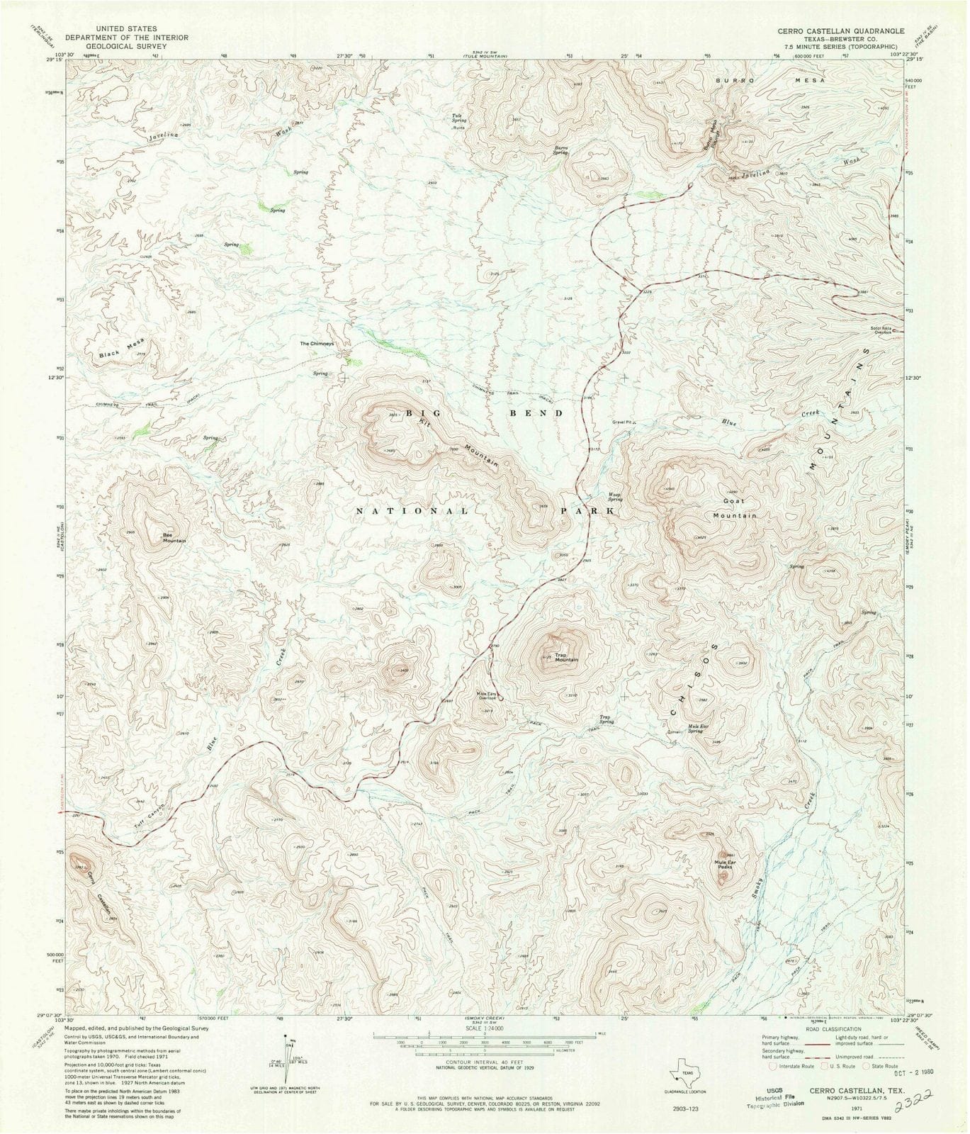 1971 Cerro Castellan, TX - Texas - USGS Topographic Map