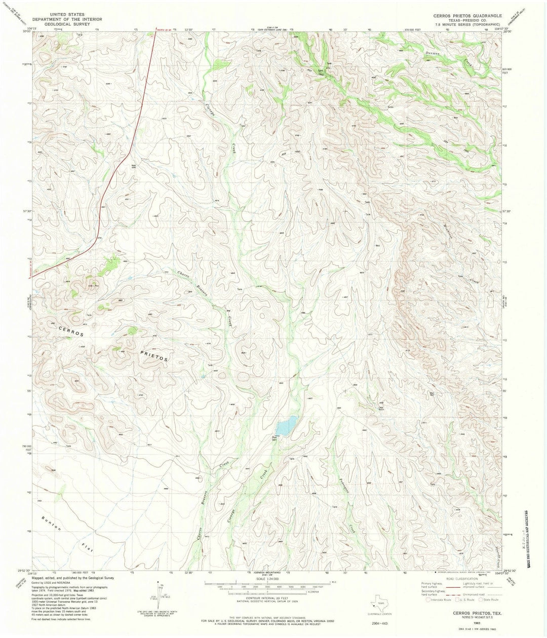 1983 Cerros Prietos, TX - Texas - USGS Topographic Map