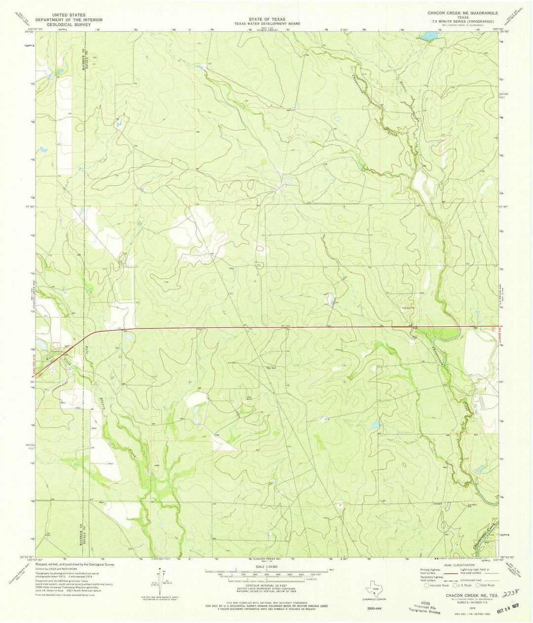 1974 Chacon Creek, TX - Texas - USGS Topographic Map