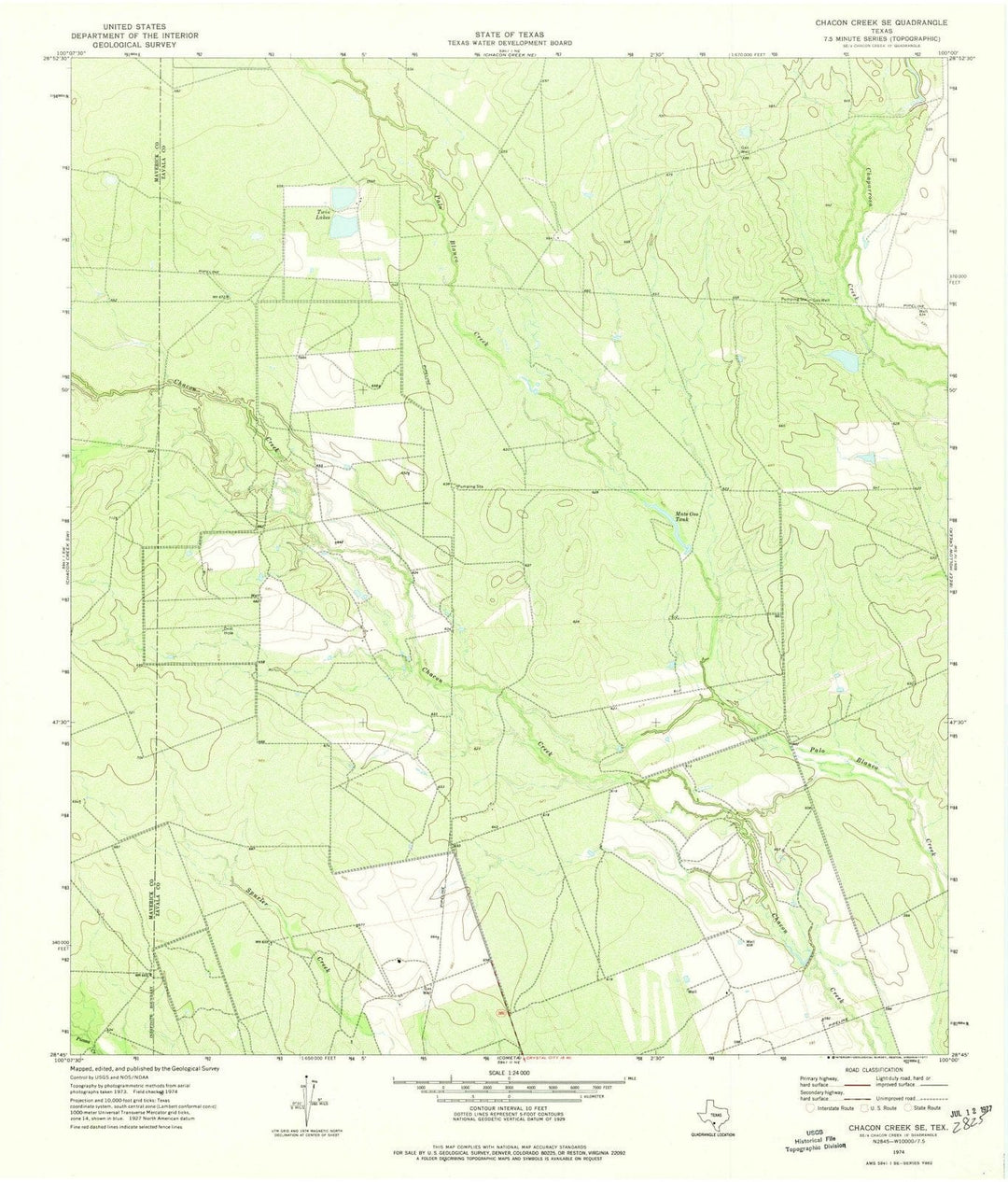 1974 Chacon Creek, TX - Texas - USGS Topographic Map v3
