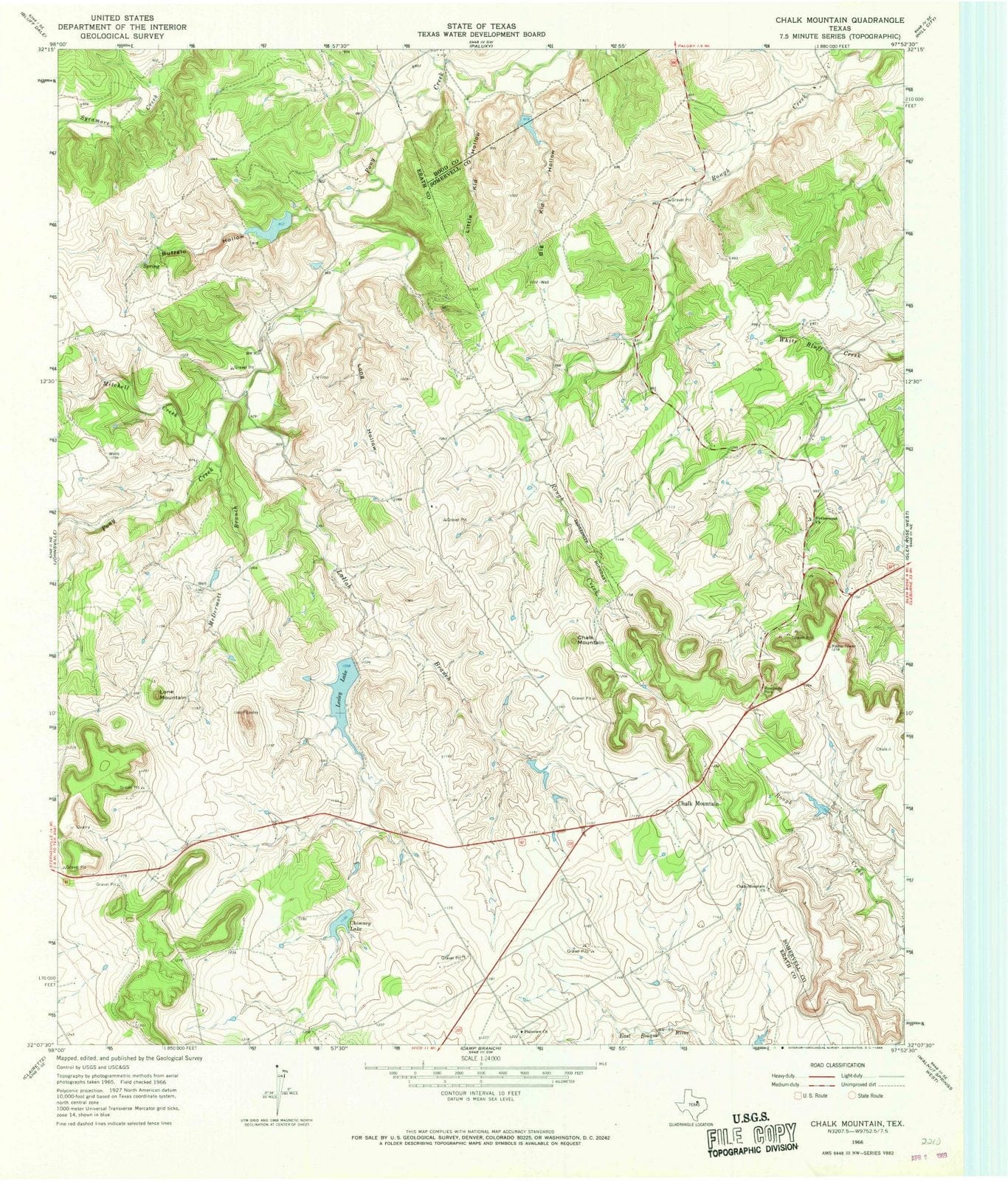 1966 Chalk Mountain, TX - Texas - USGS Topographic Map