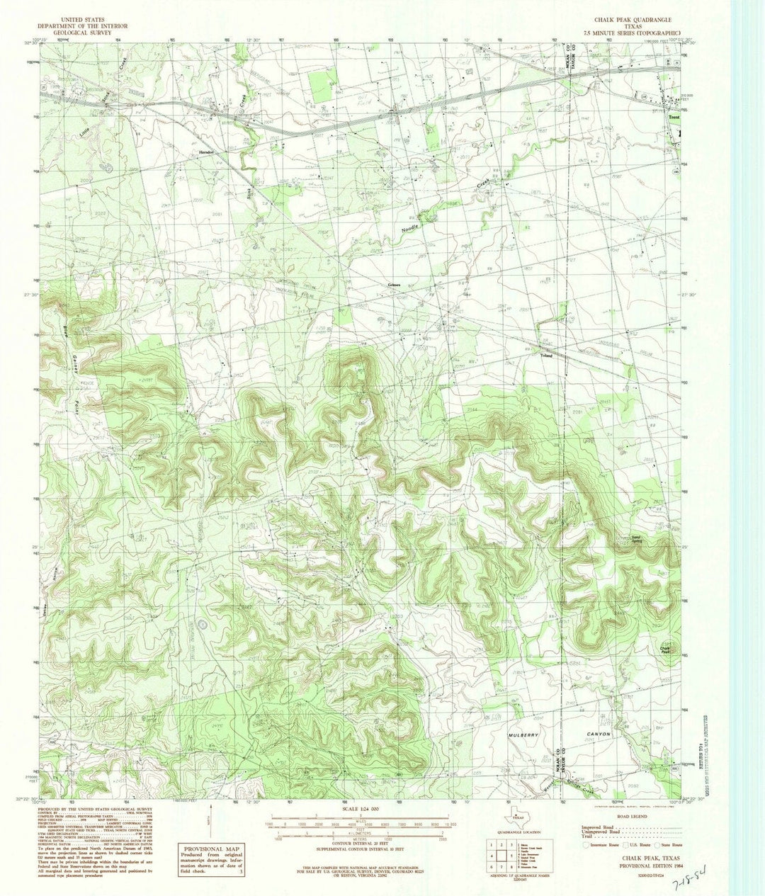 1984 Chalk Peak, TX - Texas - USGS Topographic Map