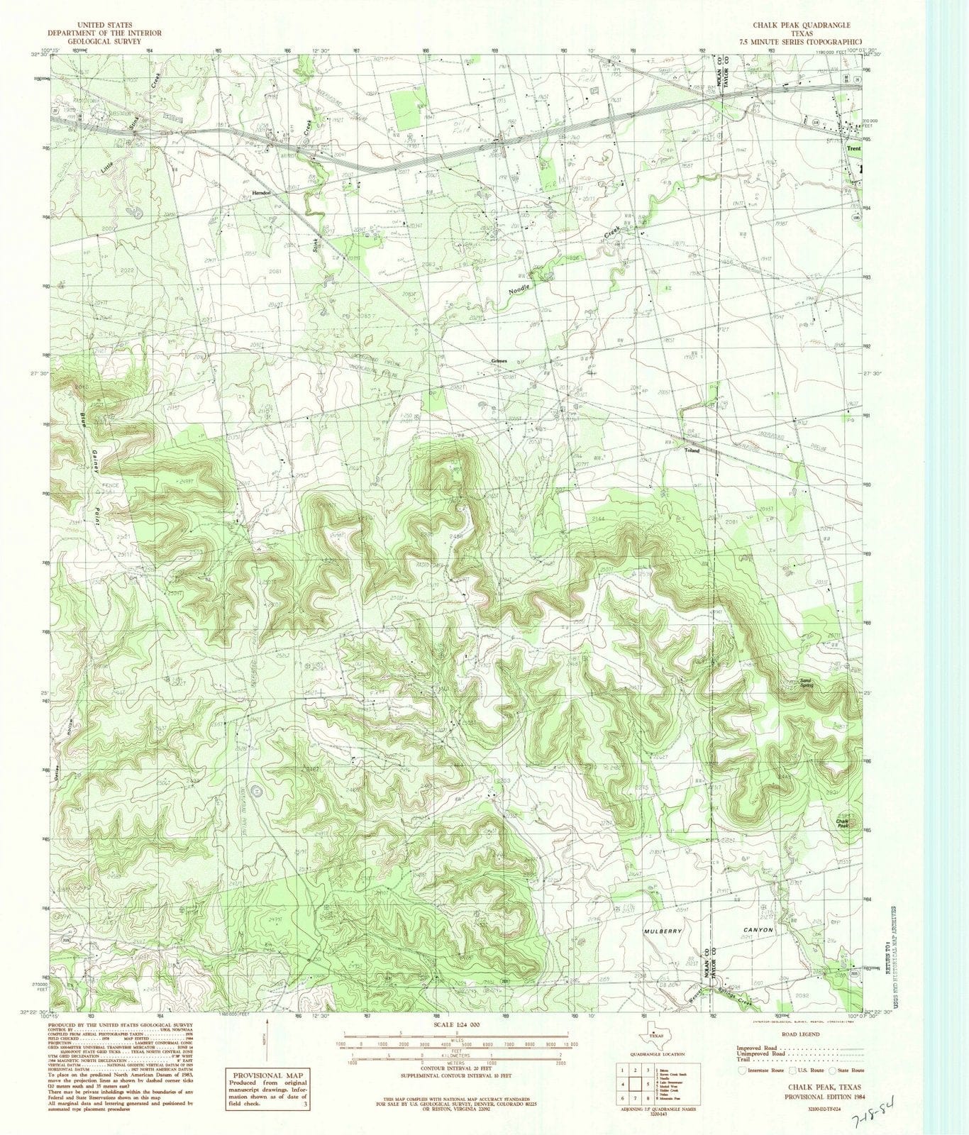 1984 Chalk Peak, TX - Texas - USGS Topographic Map