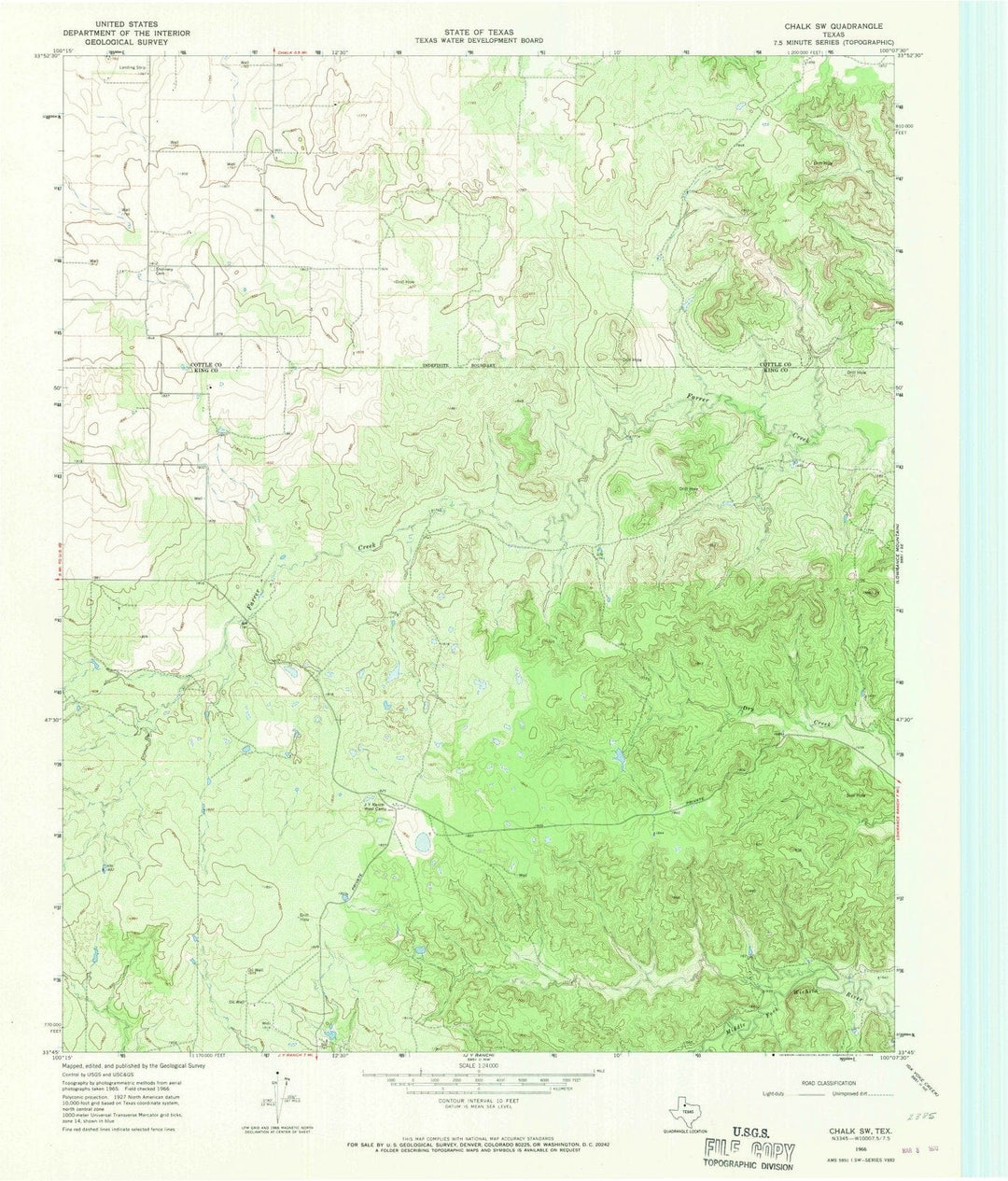 1966 Chalk, TX - Texas - USGS Topographic Map