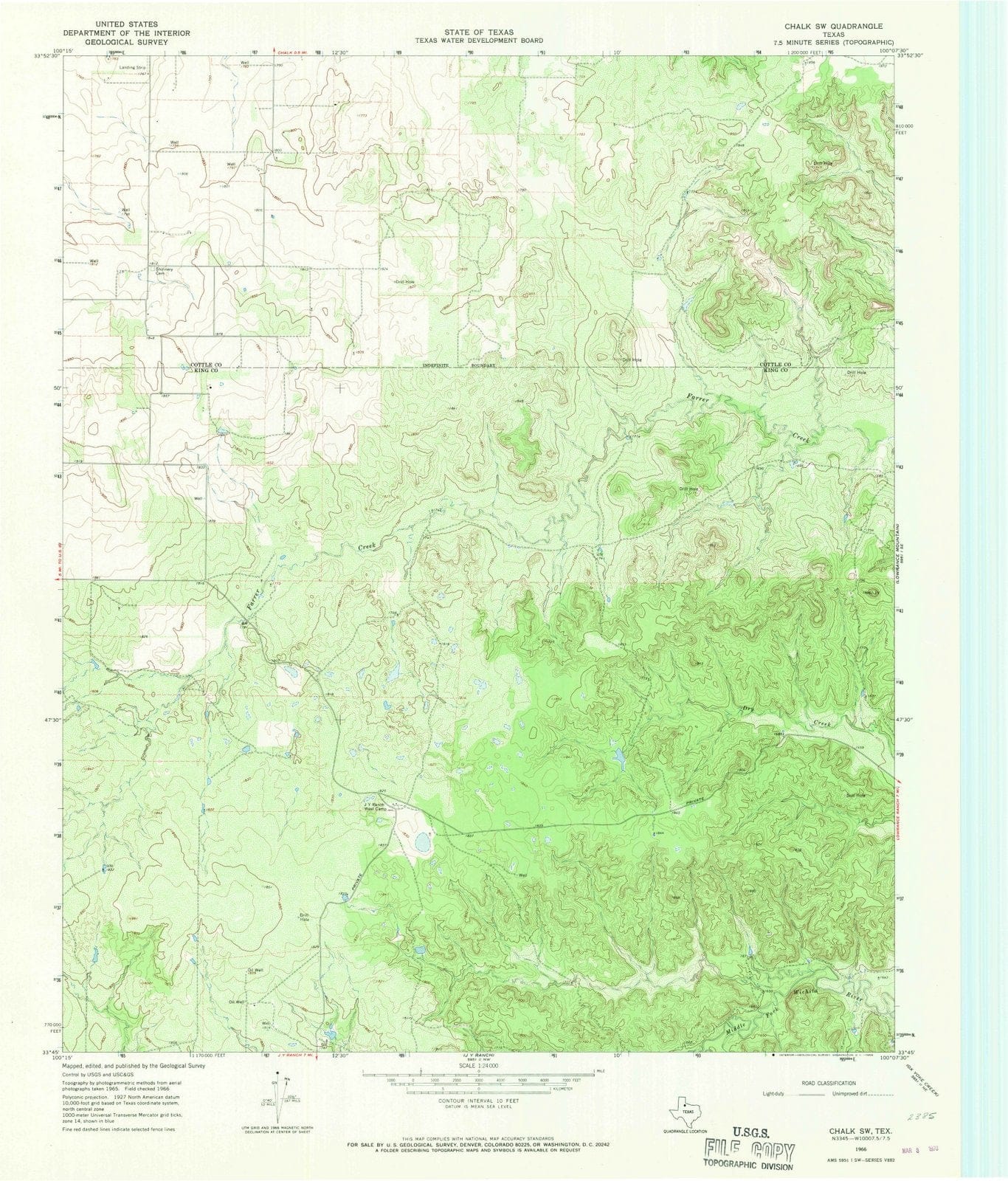 1966 Chalk, TX - Texas - USGS Topographic Map