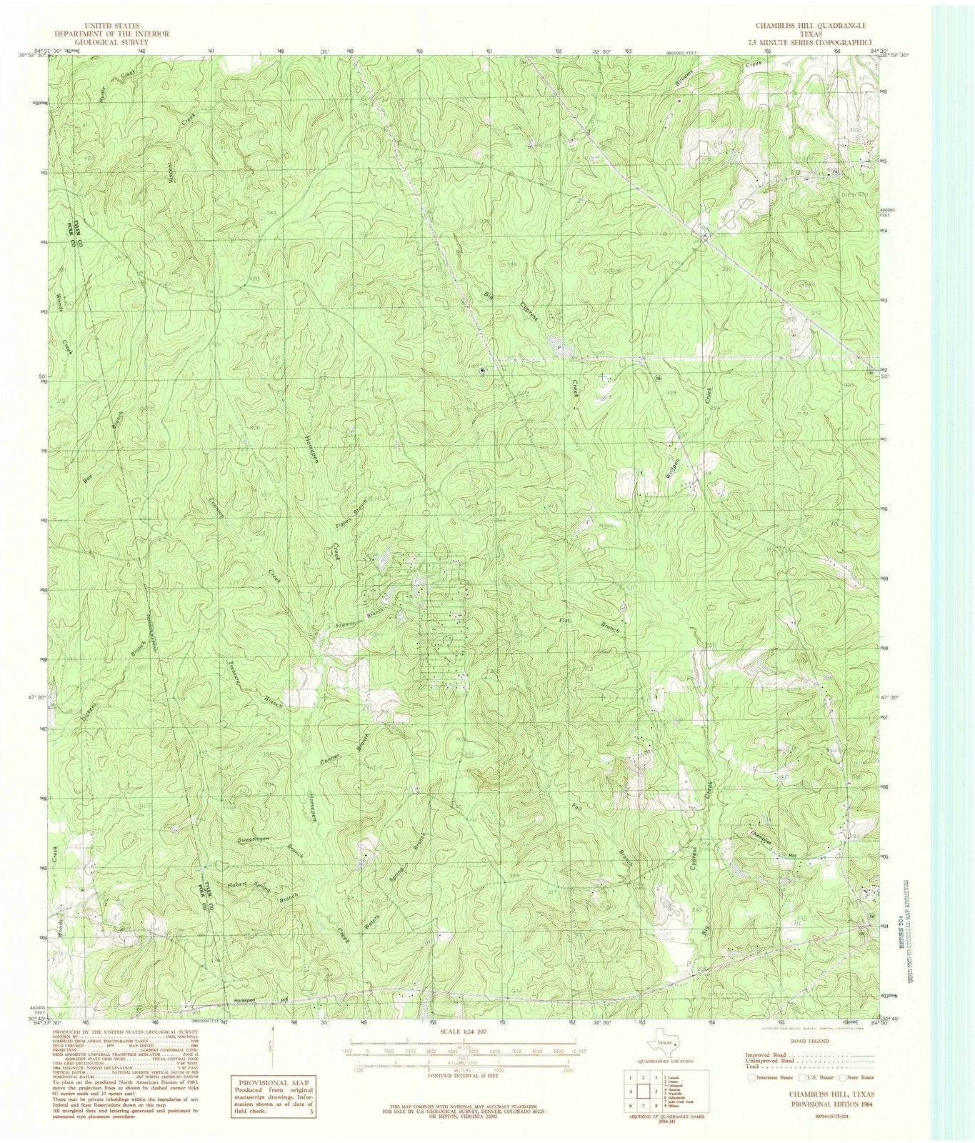 1984 Chambliss Hill, TX - Texas - USGS Topographic Map