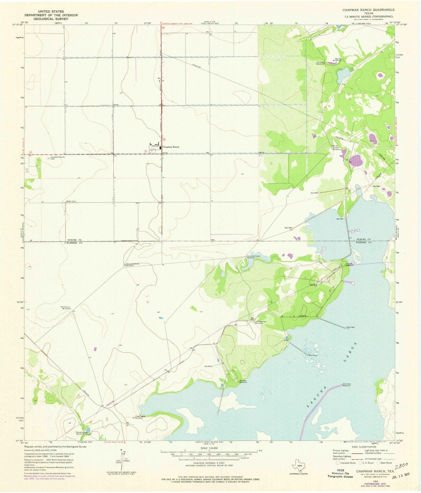 1969 Chapman Ranch, TX - Texas - USGS Topographic Map