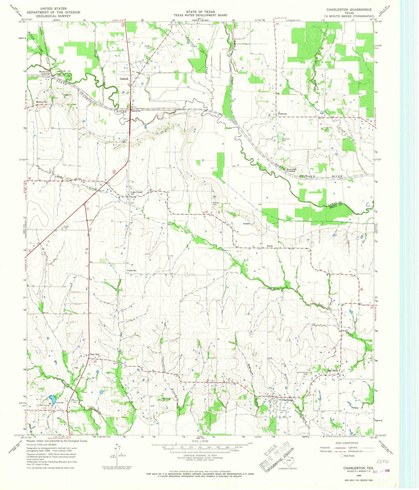 1964 Charleston, TX - Texas - USGS Topographic Map
