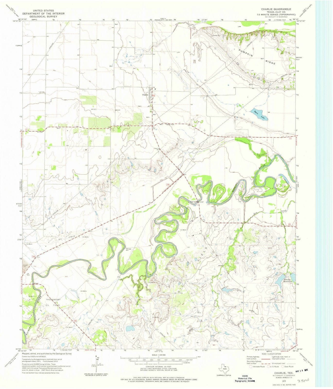 1972 Charlie, TX - Texas - USGS Topographic Map