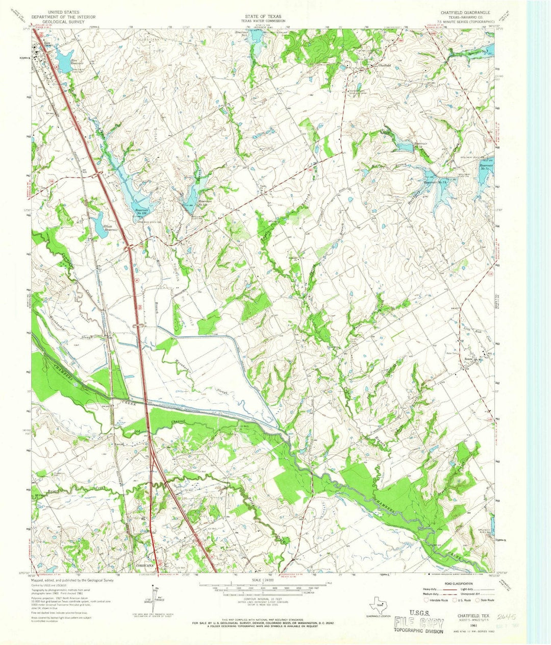 1961 Chatfield, TX - Texas - USGS Topographic Map