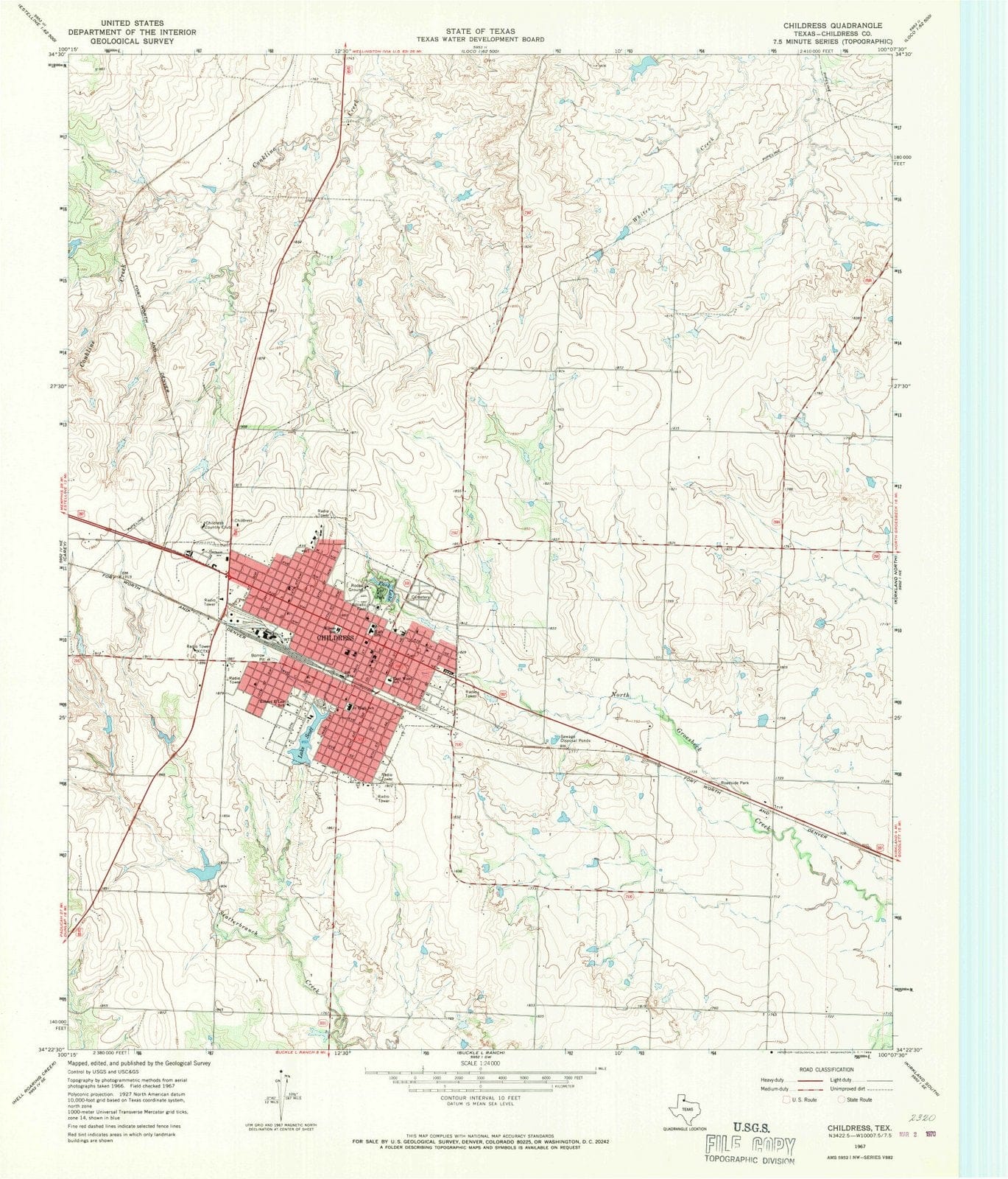 1967 Childress, TX - Texas - USGS Topographic Map