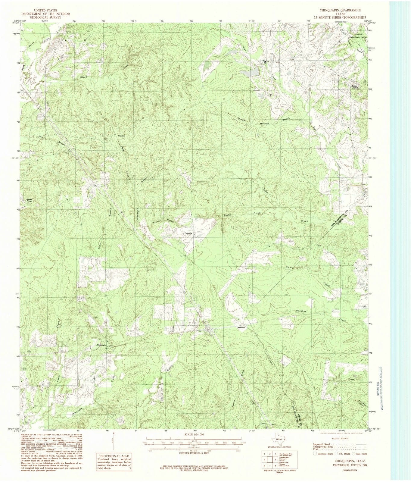 1984 Chinquapin, TX - Texas - USGS Topographic Map
