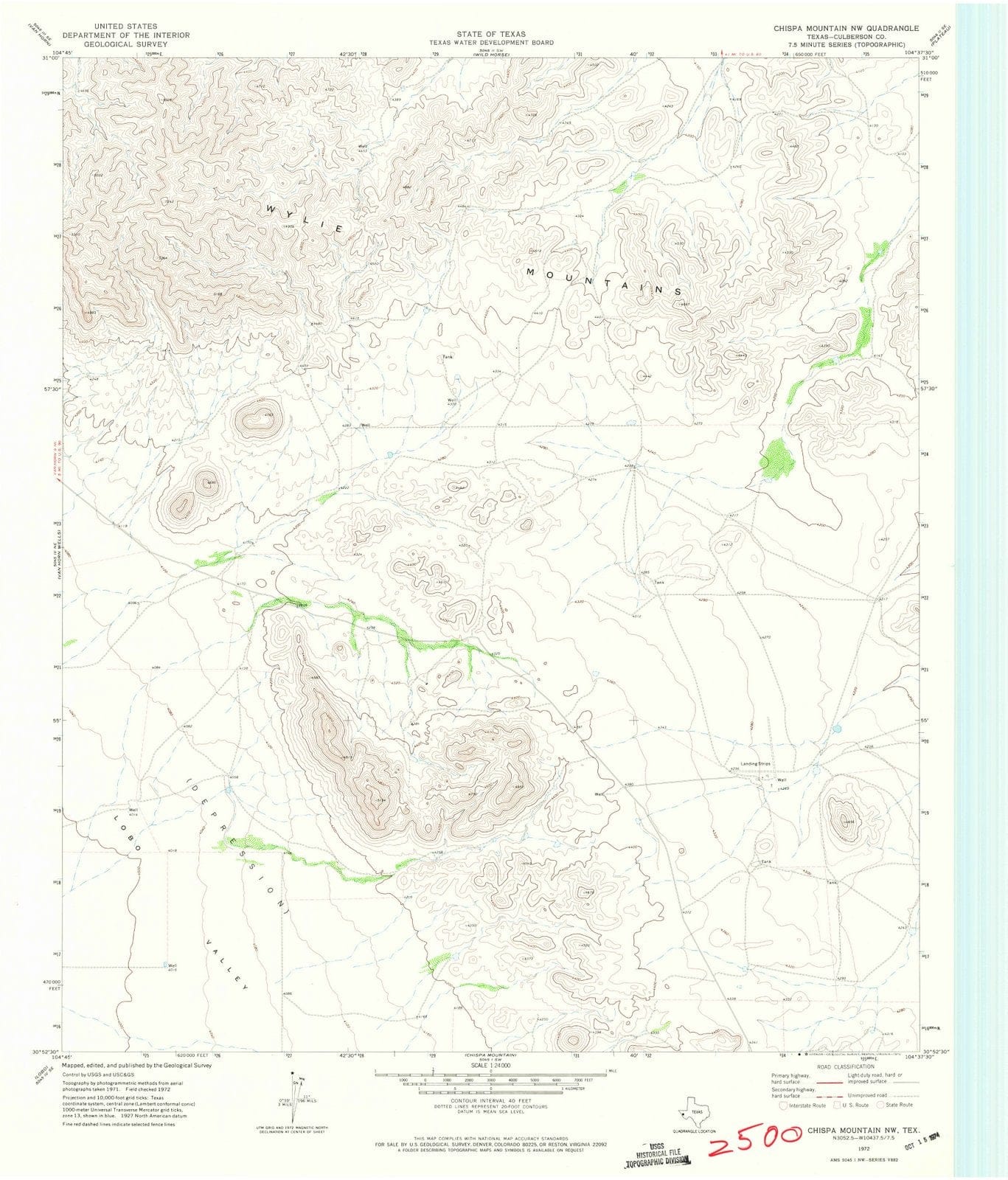 1972 Chispa Mountain, TX - Texas - USGS Topographic Map