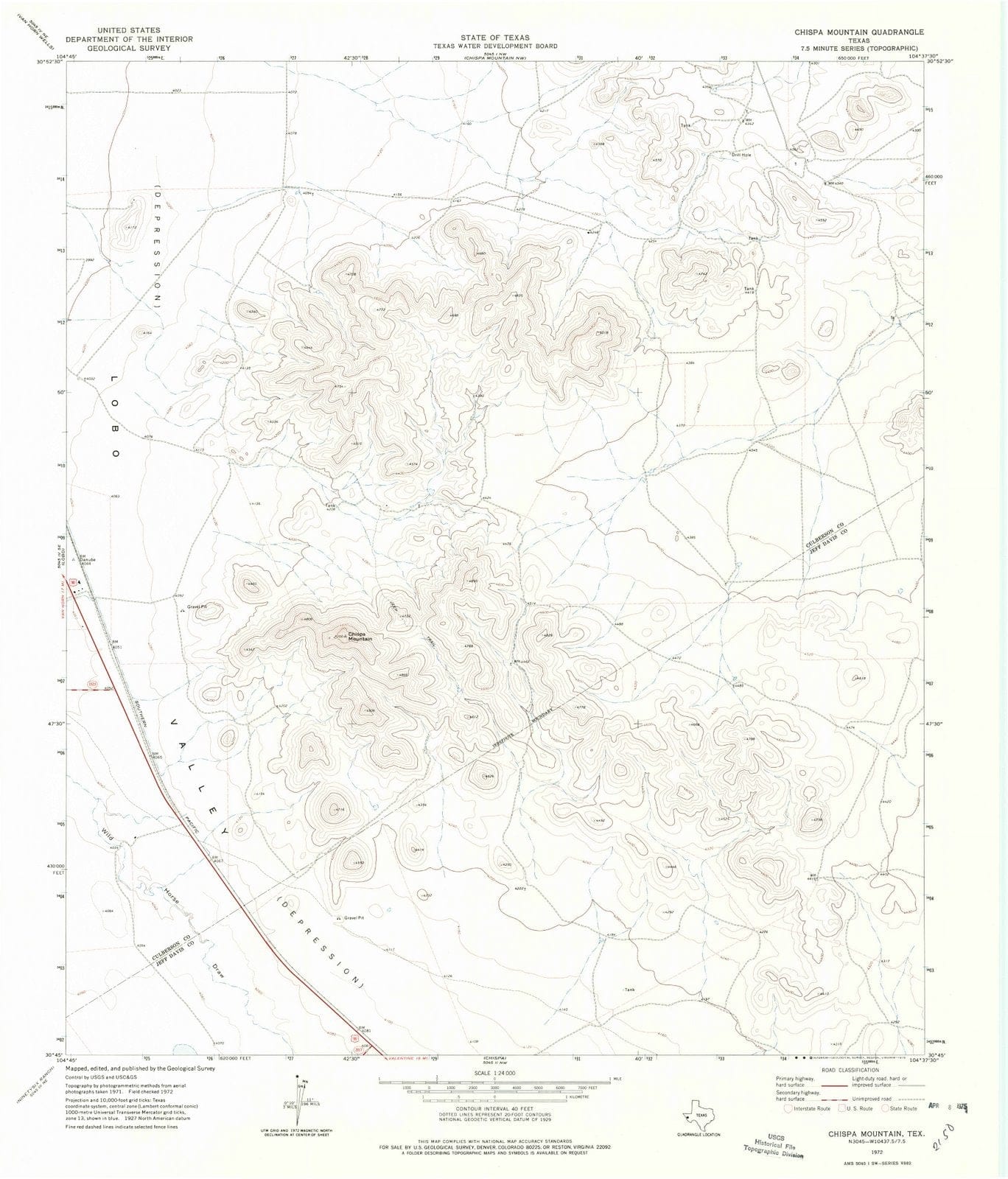 1972 Chispa Mountain, TX - Texas - USGS Topographic Map v2