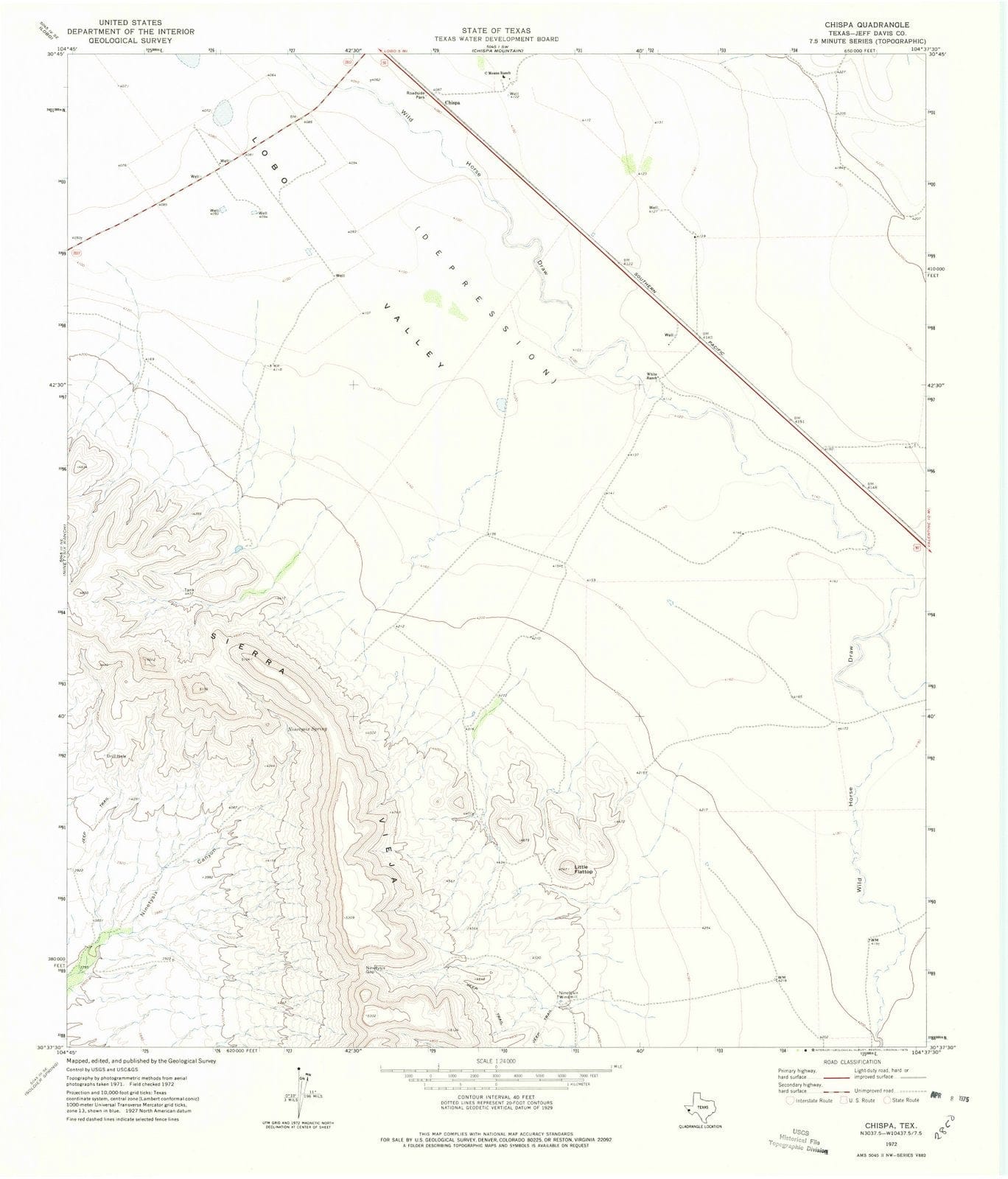 1972 Chispa, TX - Texas - USGS Topographic Map