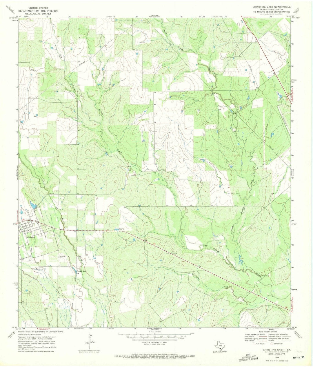 1969 Christine East, TX - Texas - USGS Topographic Map