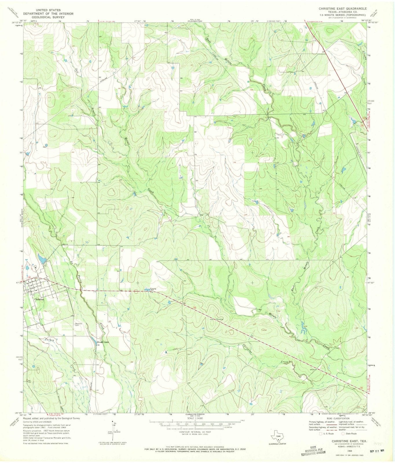 1969 Christine East, TX - Texas - USGS Topographic Map