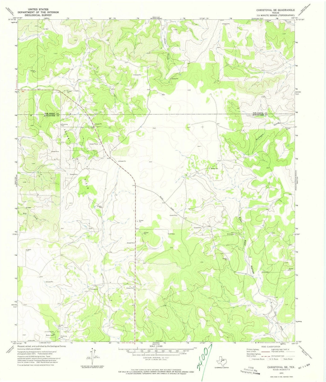 1972 Christoval, TX - Texas - USGS Topographic Map