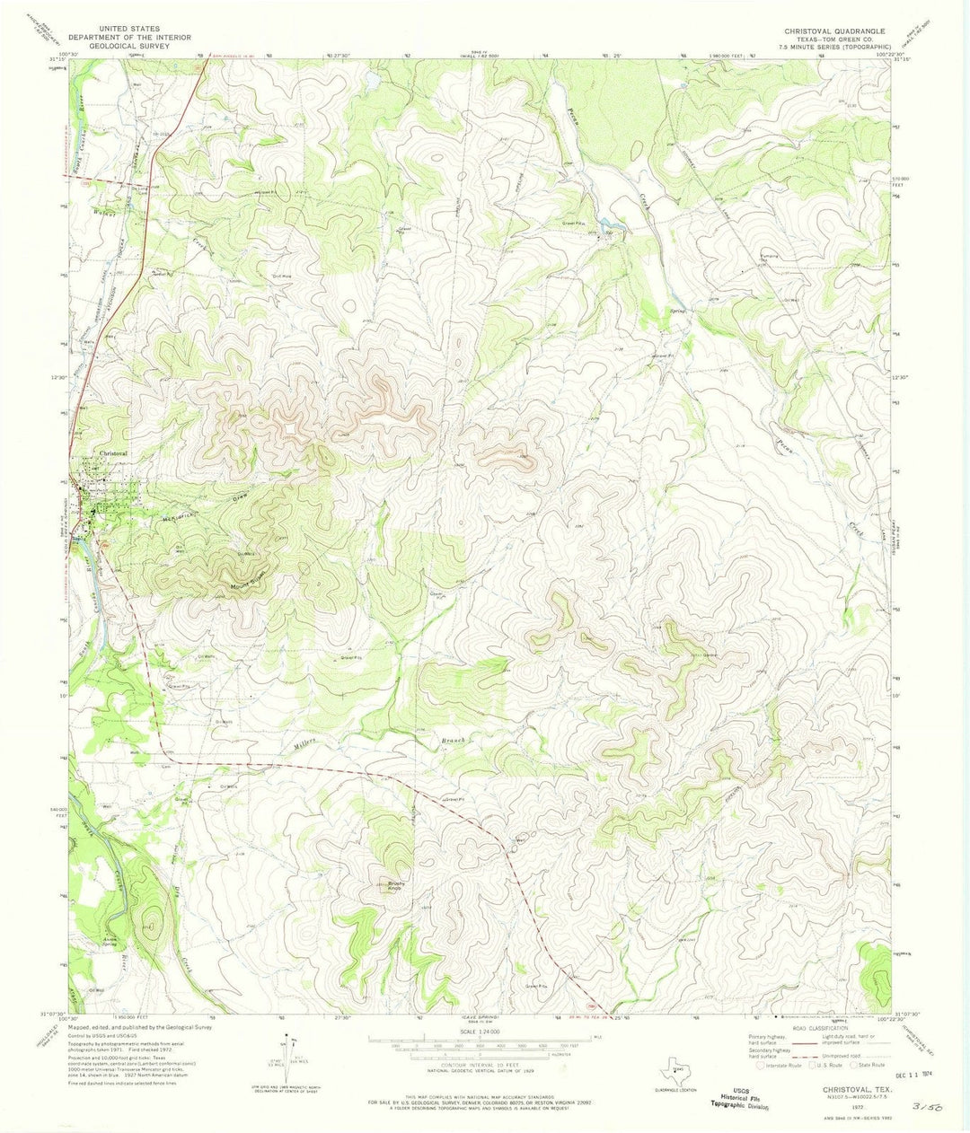 1972 Christoval, TX - Texas - USGS Topographic Map v2