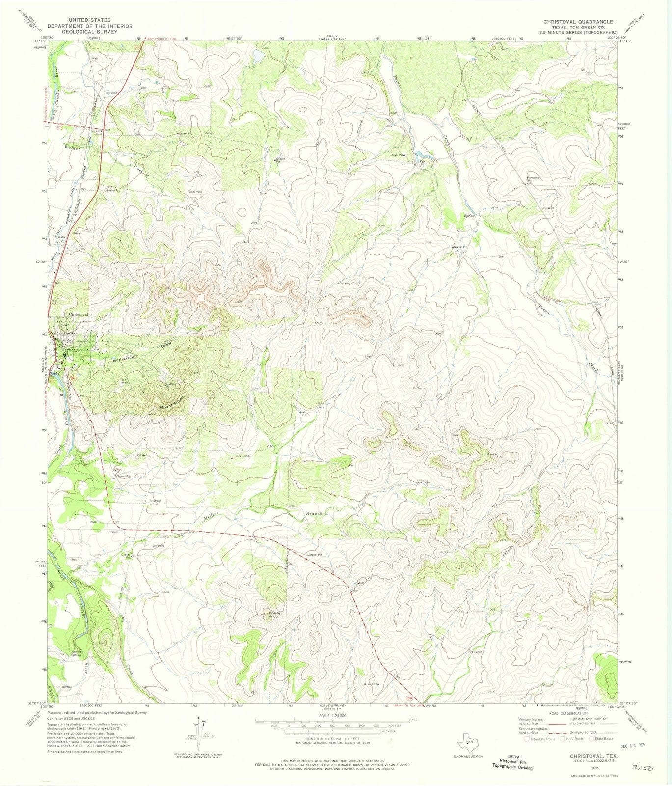 1972 Christoval, TX - Texas - USGS Topographic Map v2