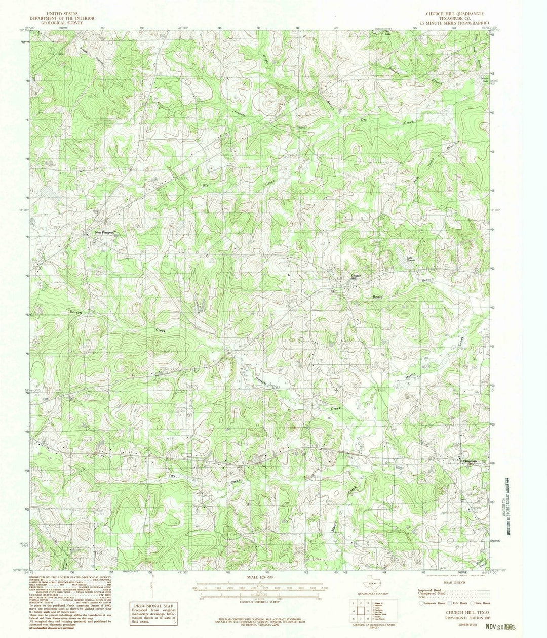 1983 Church Hill, TX - Texas - USGS Topographic Map