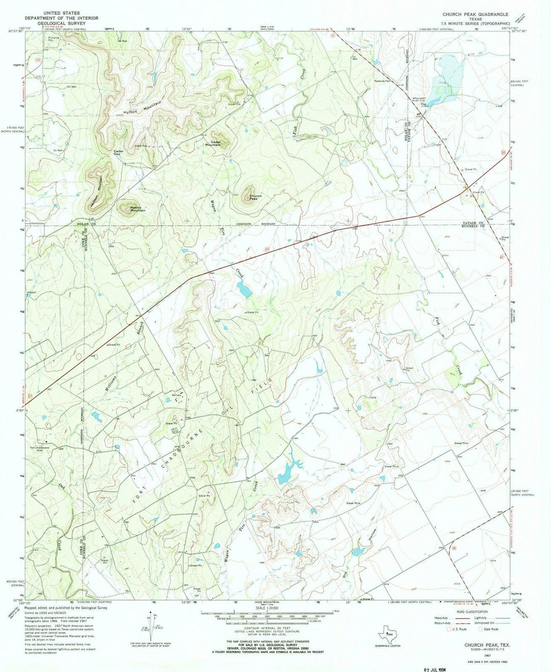 1967 Church Peak, TX - Texas - USGS Topographic Map