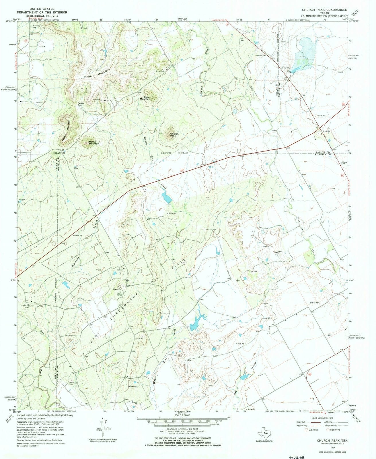 1967 Church Peak, TX - Texas - USGS Topographic Map