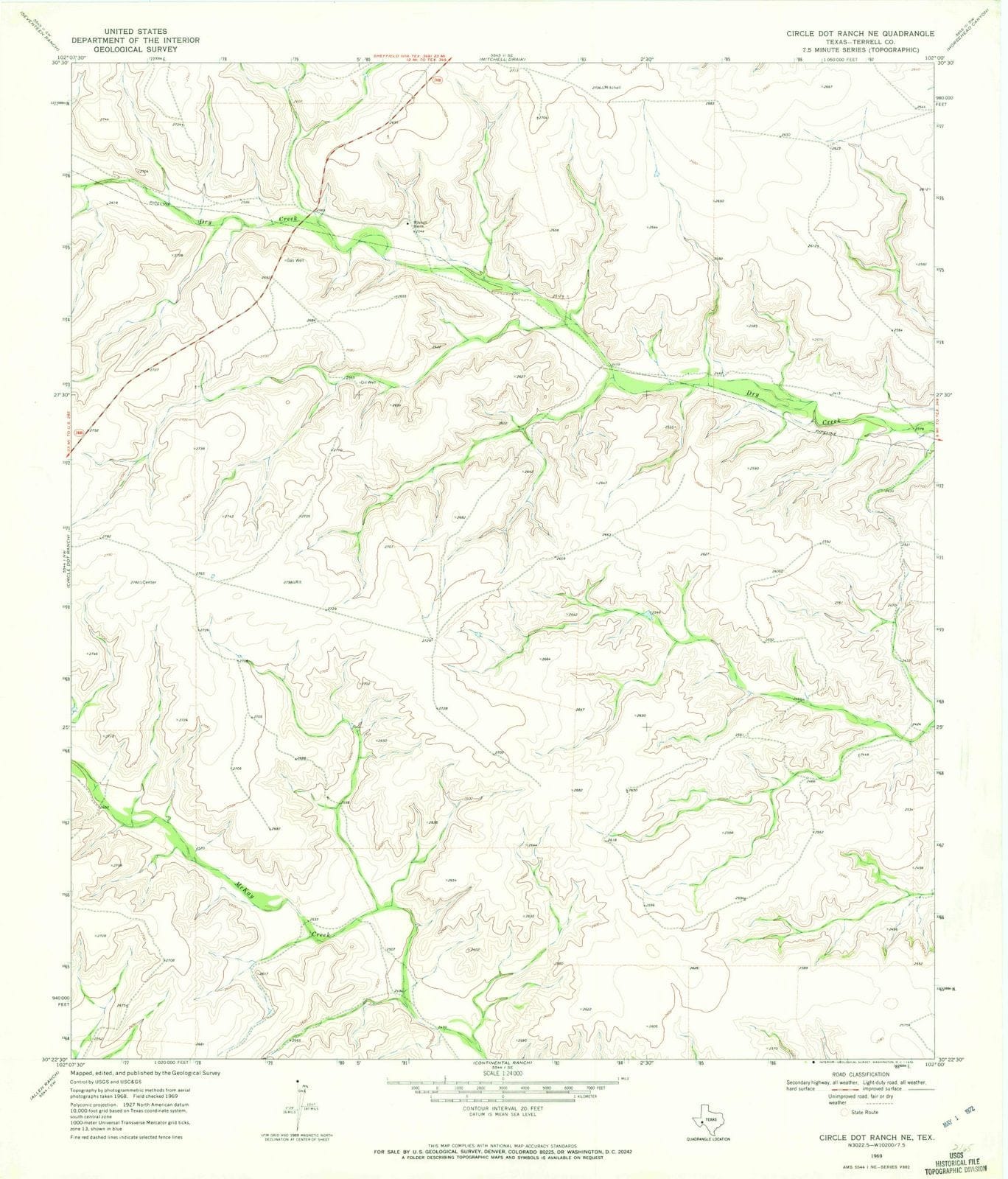 1969 Circleot Ranch, TX - Texas - USGS Topographic Map