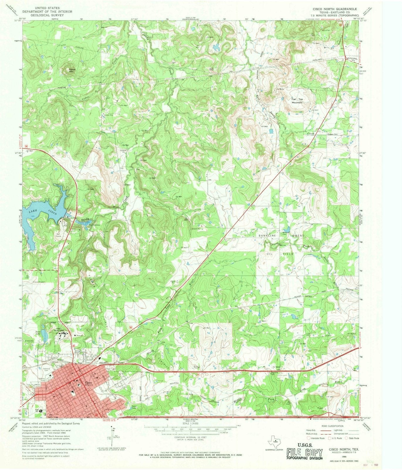 1966 Cisco North, TX - Texas - USGS Topographic Map