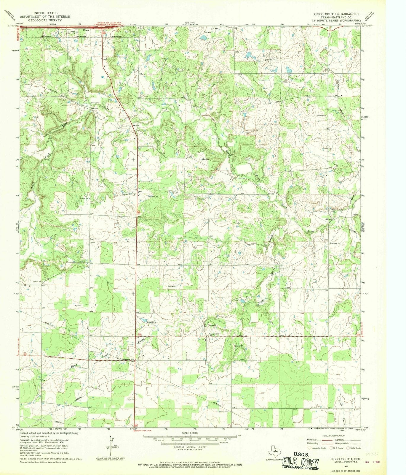 1966 Cisco South, TX - Texas - USGS Topographic Map