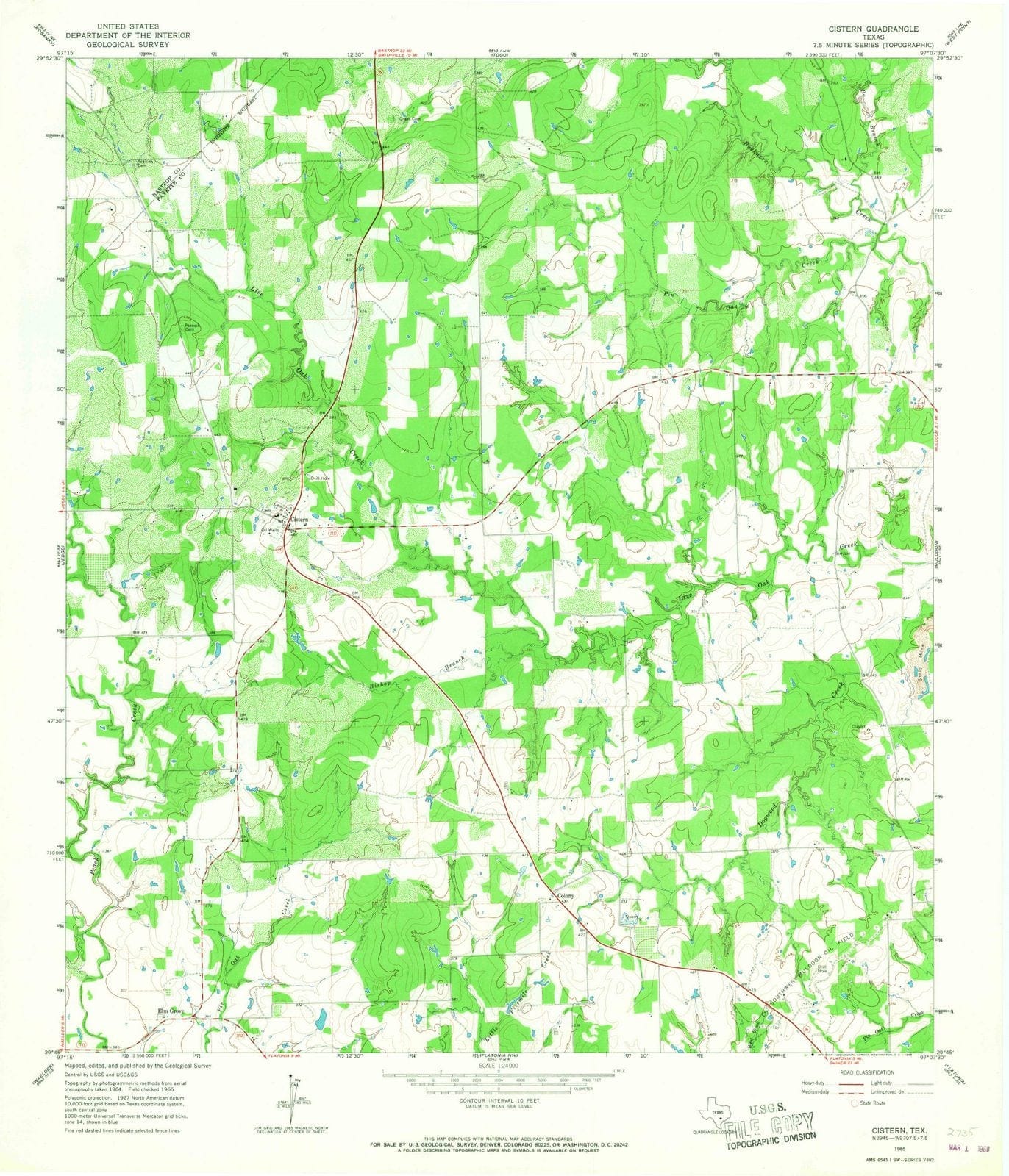 1965 Cistern, TX - Texas - USGS Topographic Map