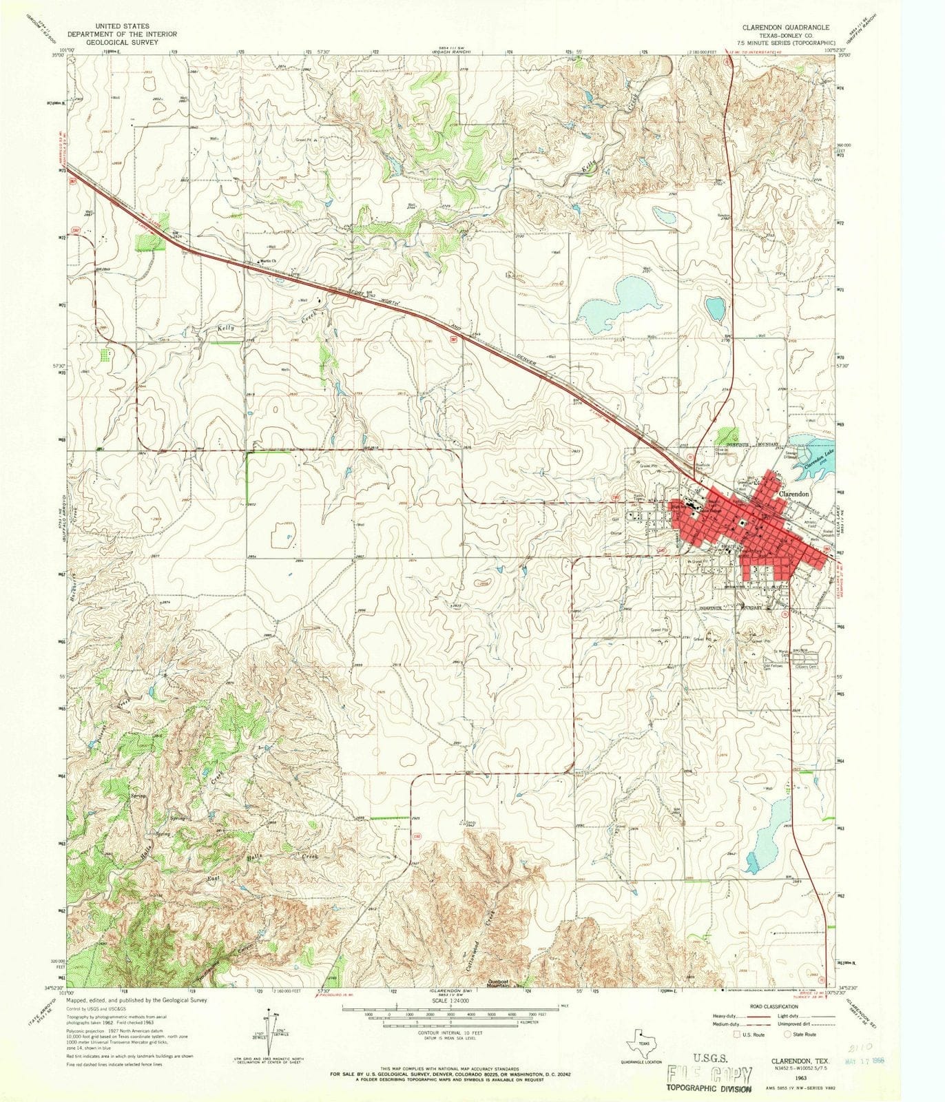 1963 Clarendon, TX - Texas - USGS Topographic Map