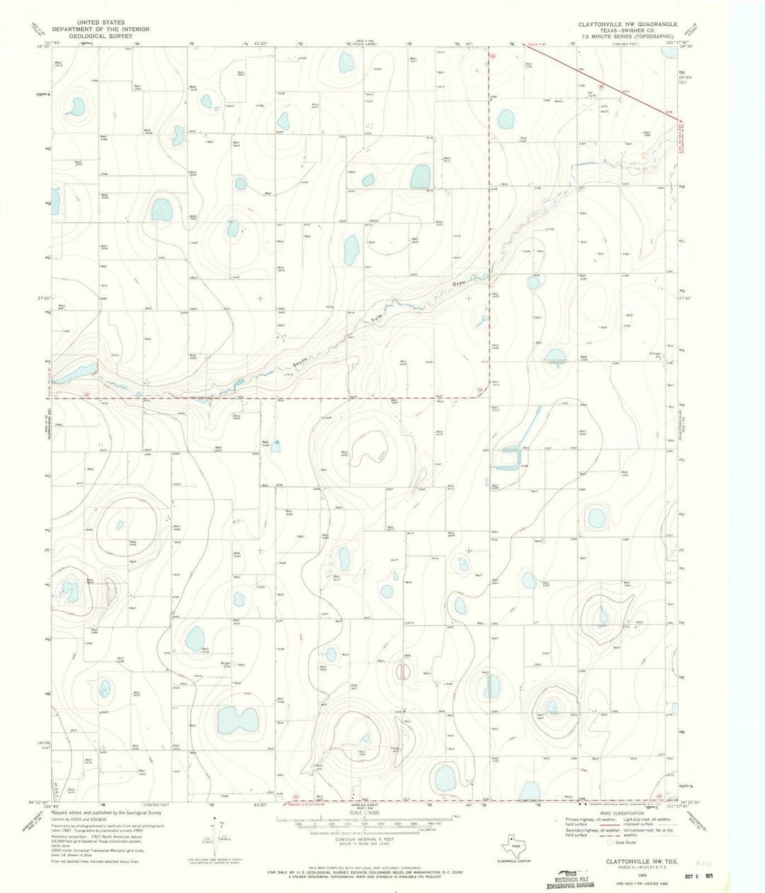 1969 Claytonville, TX - Texas - USGS Topographic Map