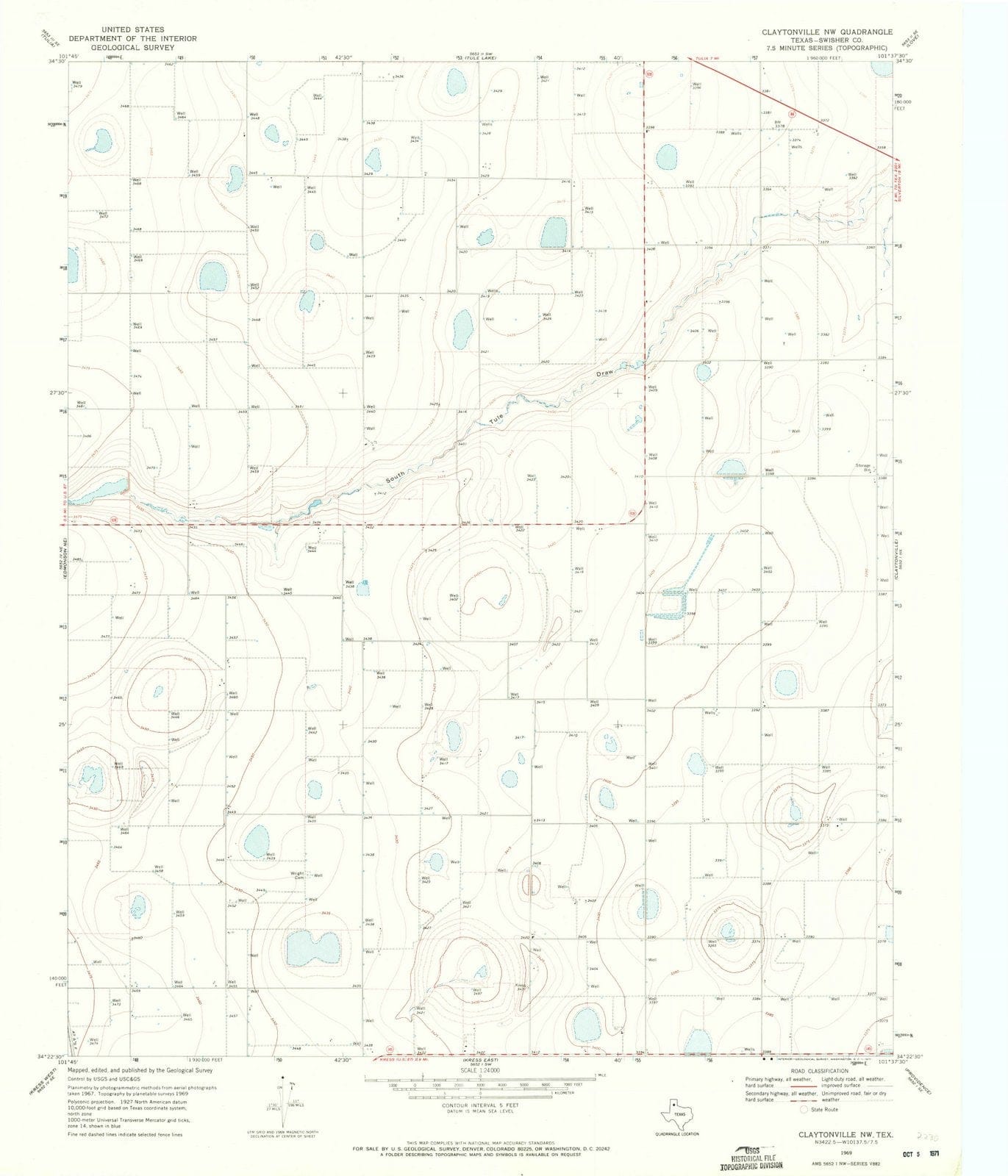 1969 Claytonville, TX - Texas - USGS Topographic Map