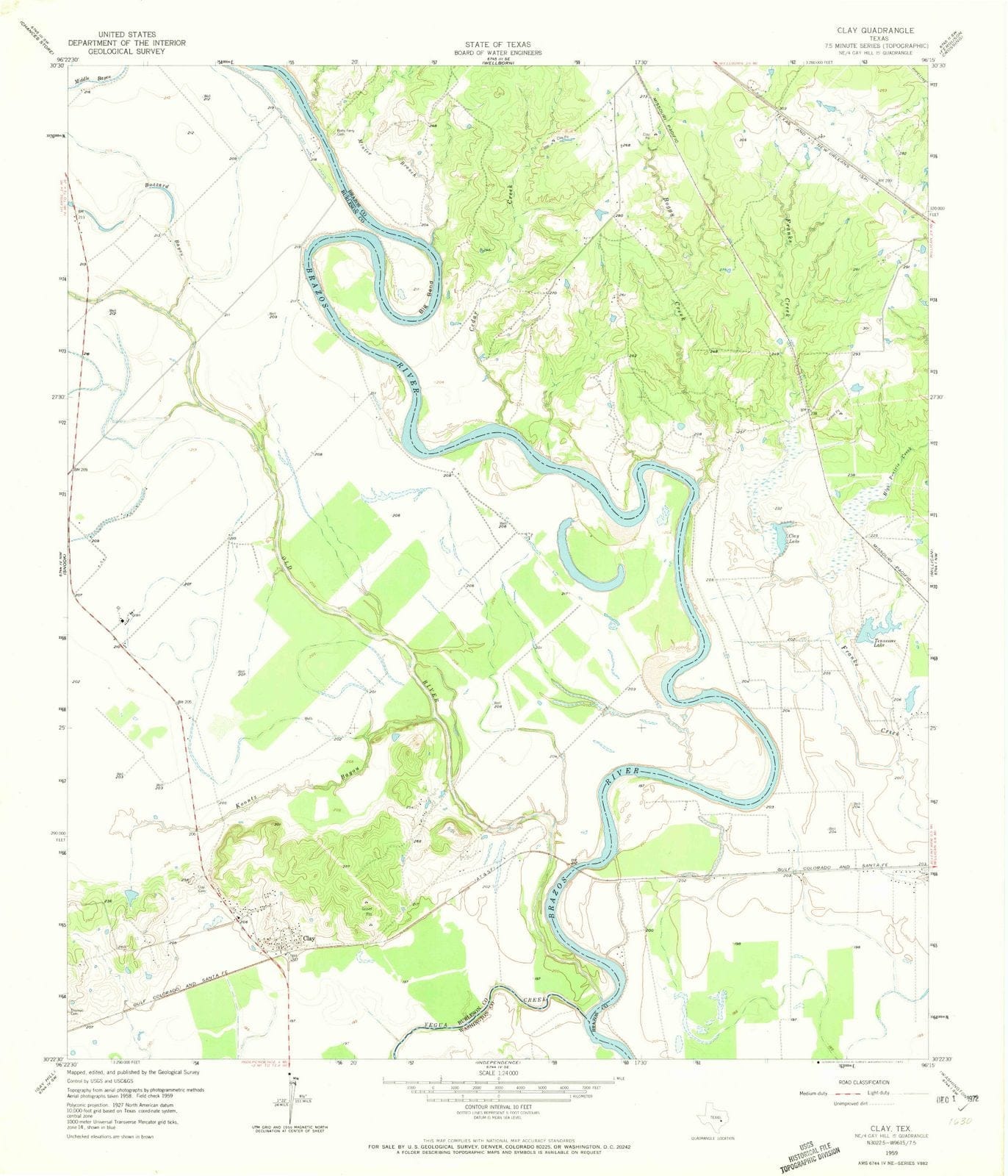 1959 Clay, TX - Texas - USGS Topographic Map