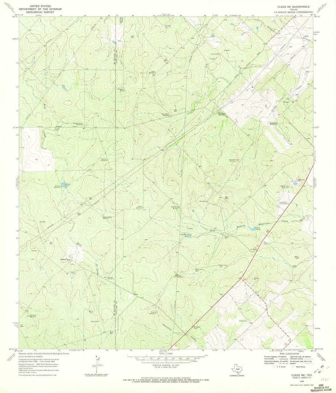 1969 Clegg, TX - Texas - USGS Topographic Map