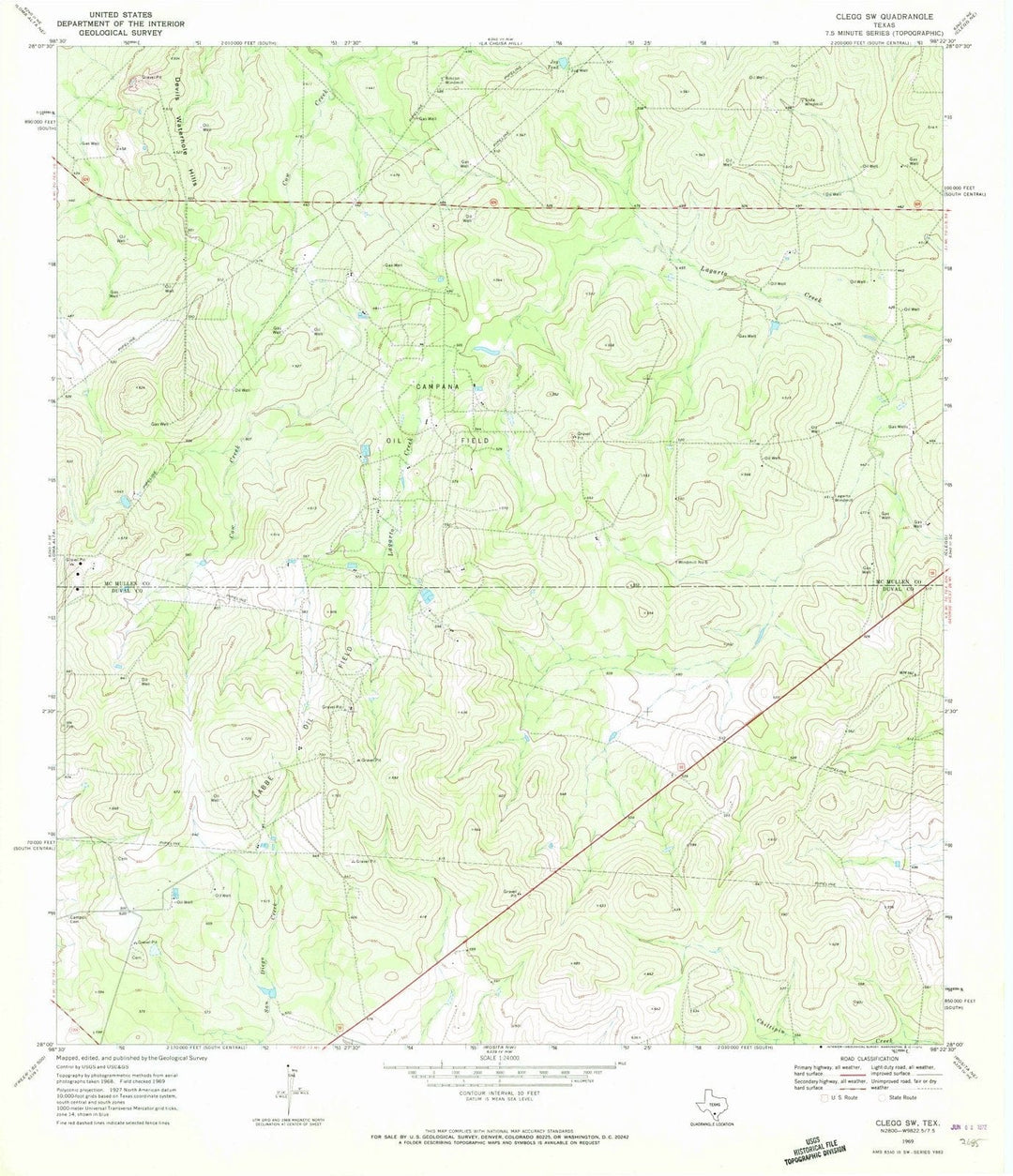 1969 Clegg, TX - Texas - USGS Topographic Map v2