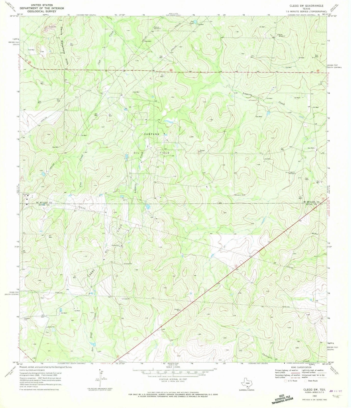 1969 Clegg, TX - Texas - USGS Topographic Map v2