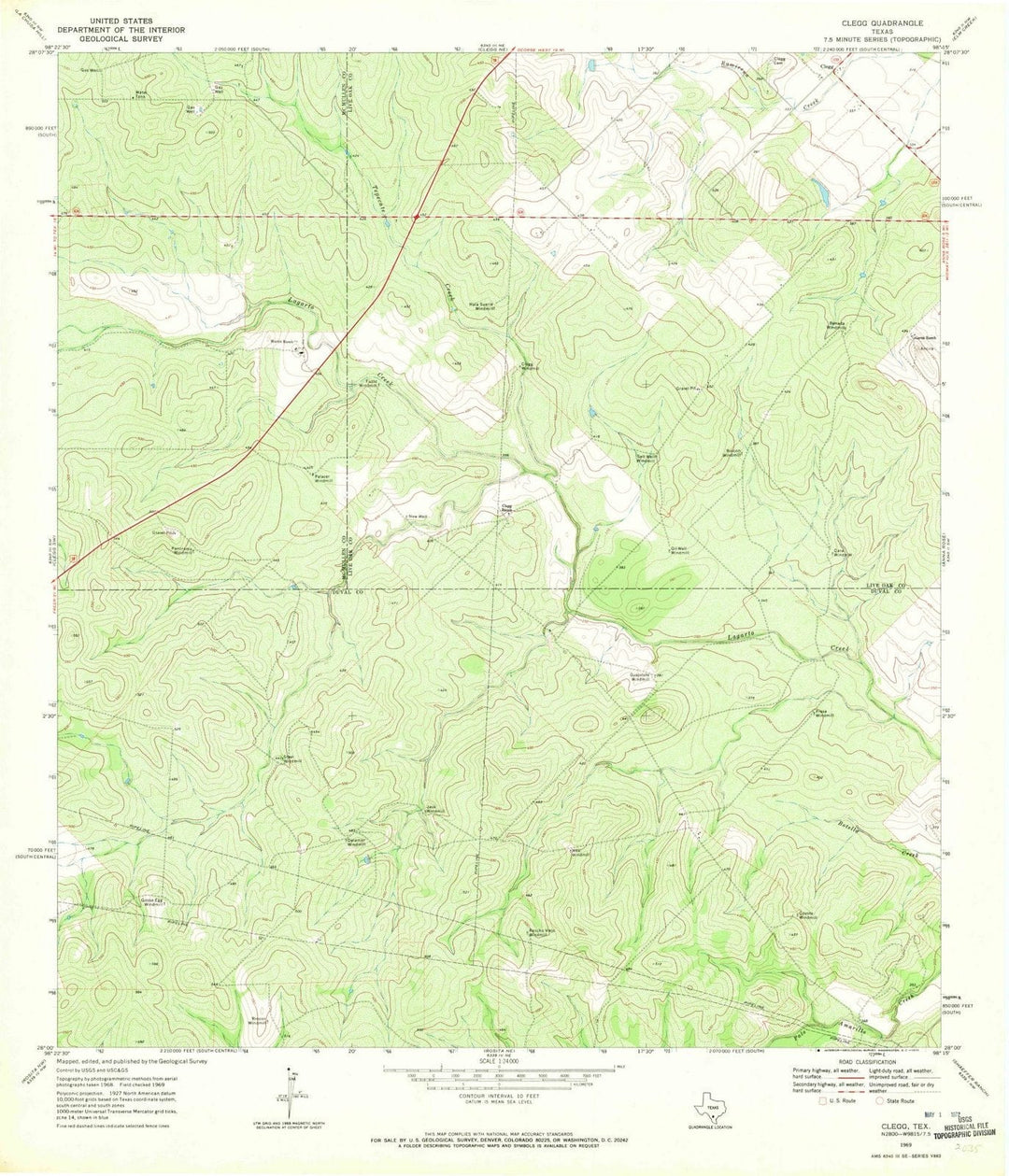 1969 Clegg, TX - Texas - USGS Topographic Map v3